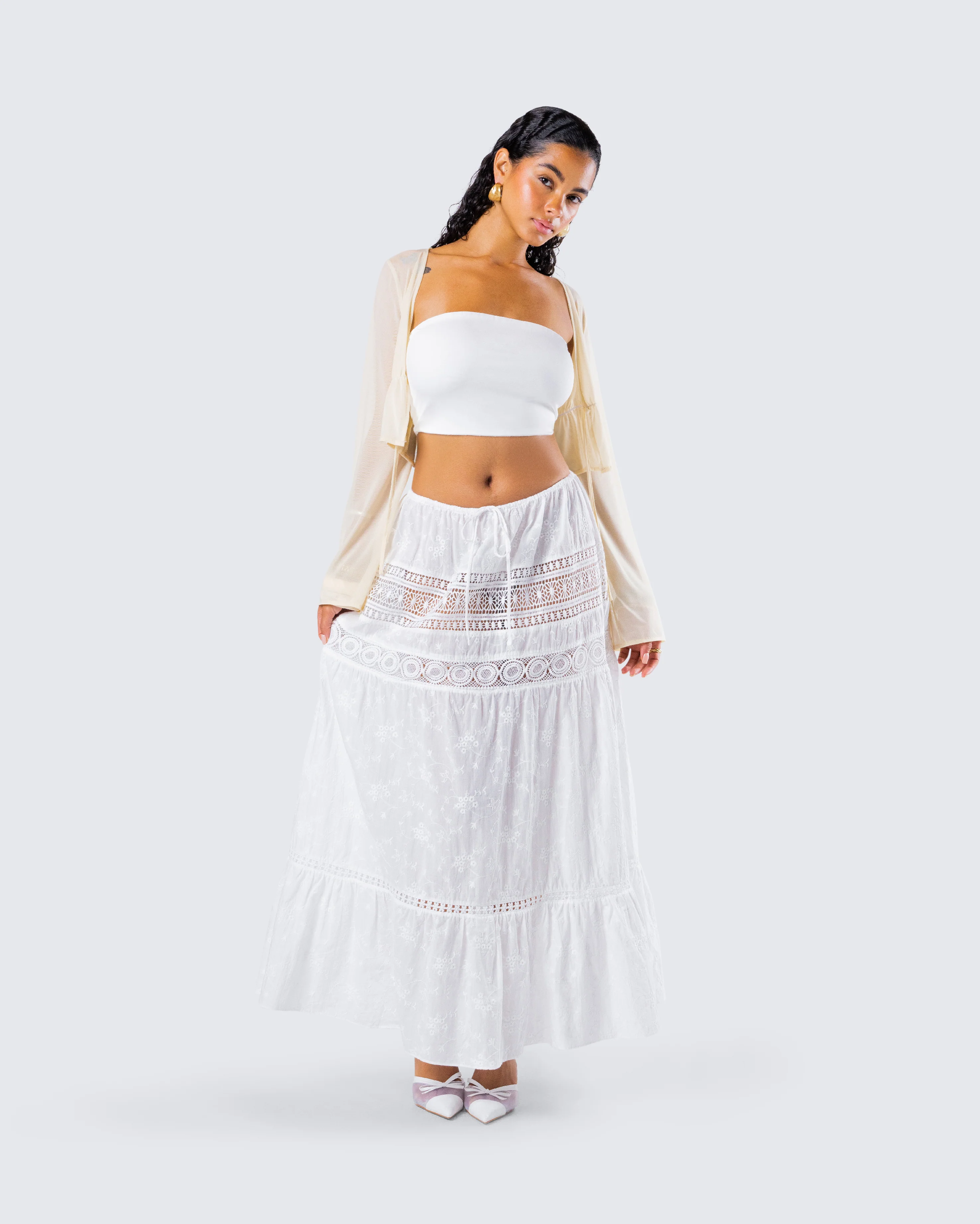 Lennon Cream Mesh Top - Image 9