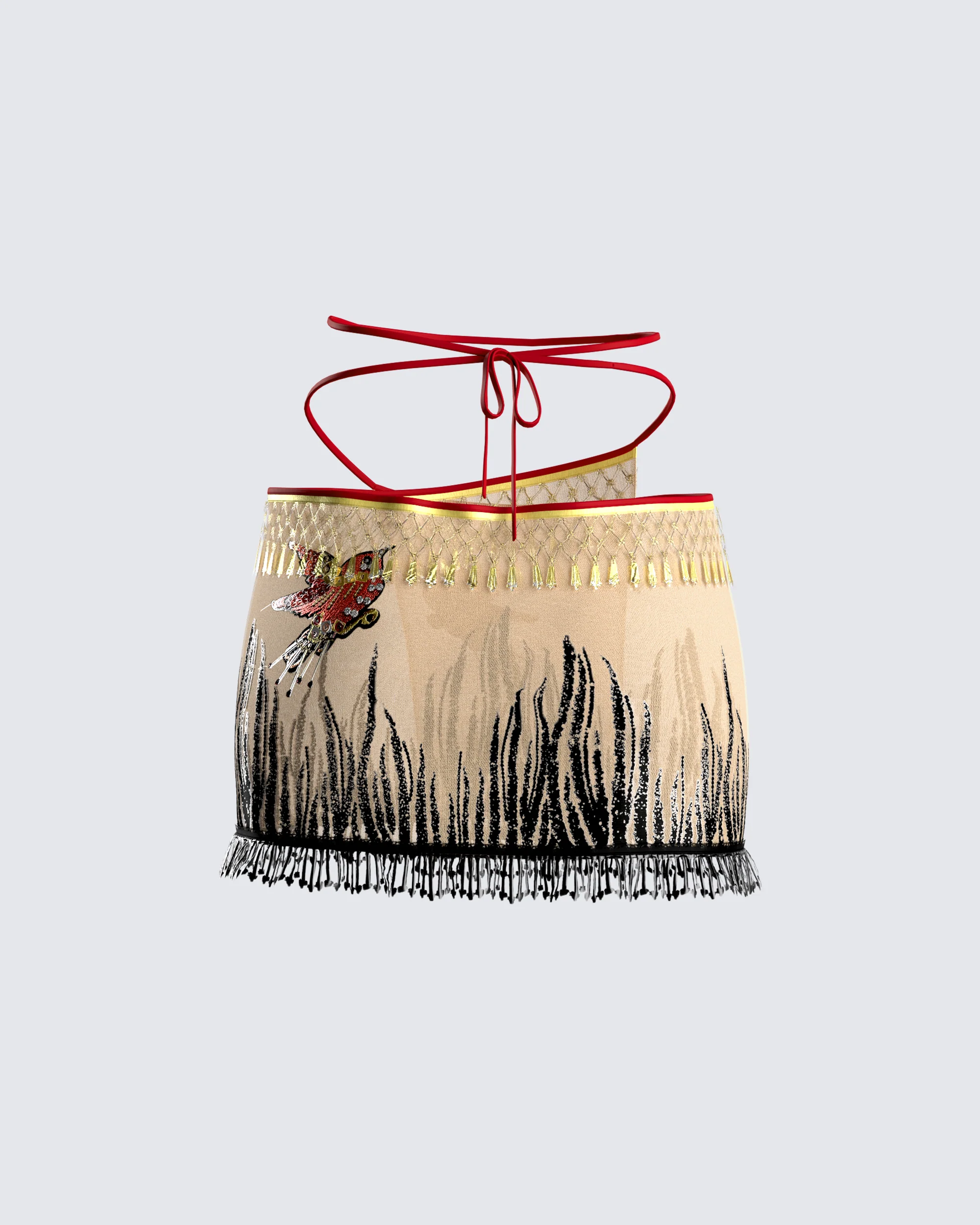 Leona Embroidered Mesh Mini Skirt - Image 3