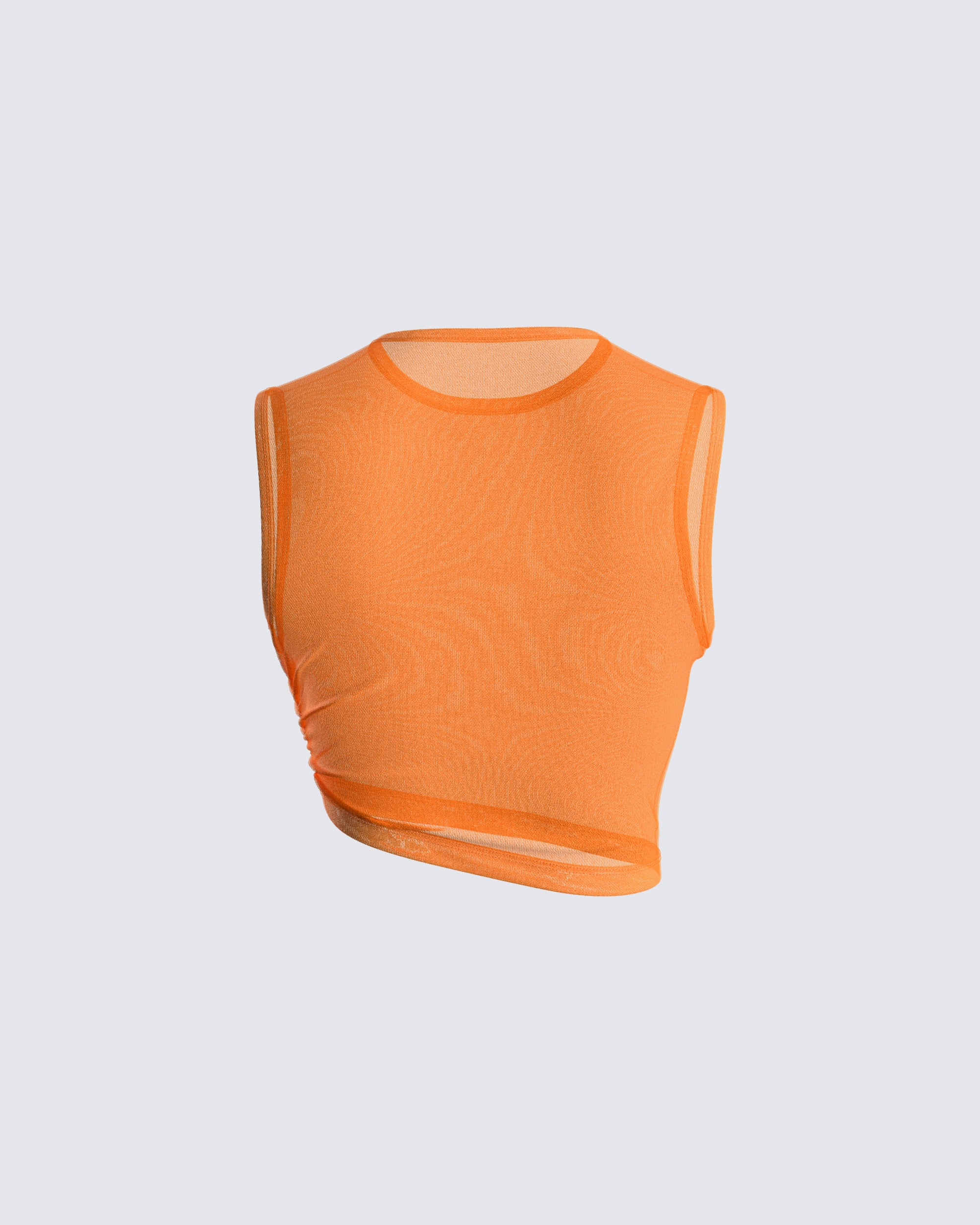 Leona Orange Mesh Asymmetrical Top - Image 3