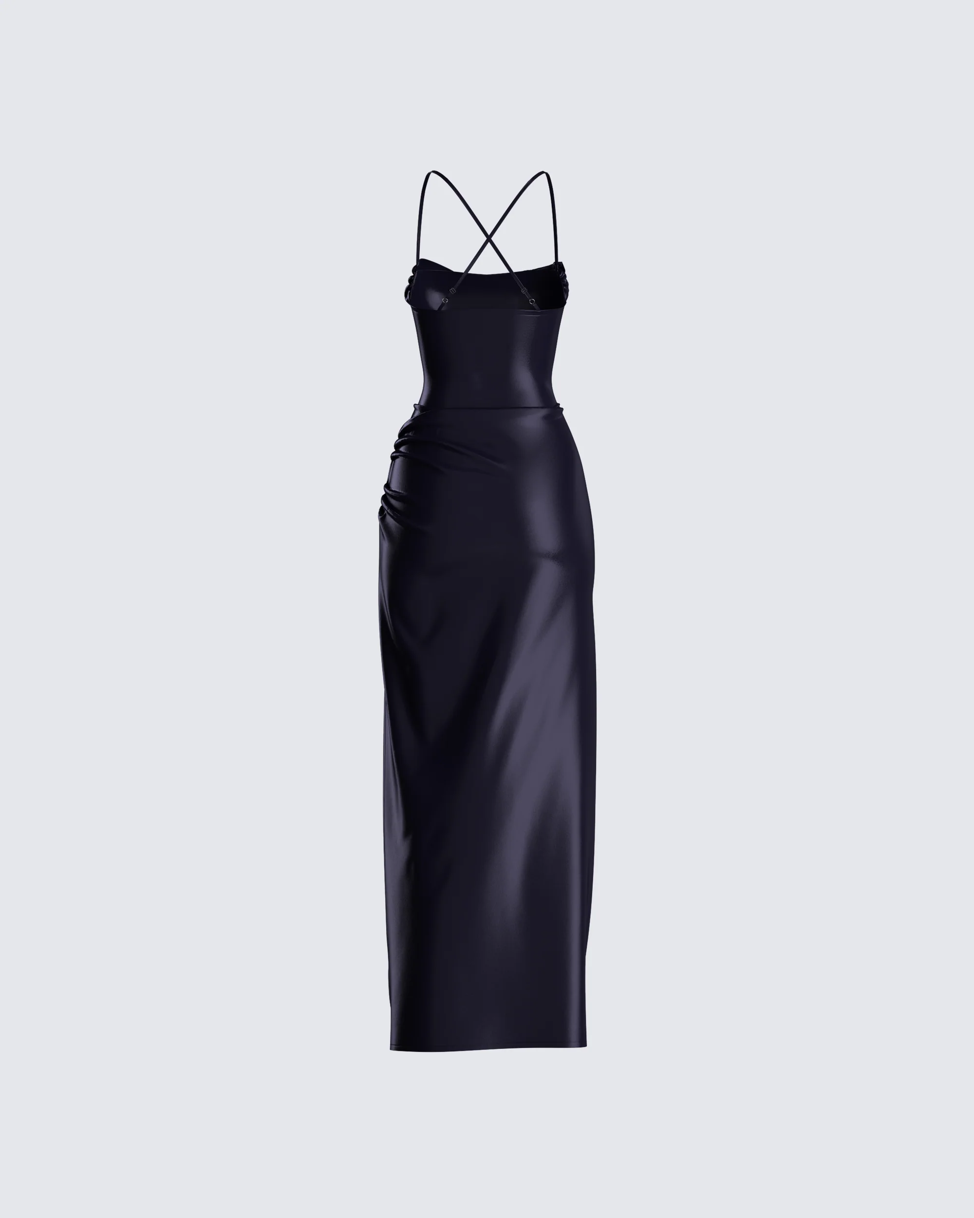 Lerata Black Satin Maxi Dress - Image 3