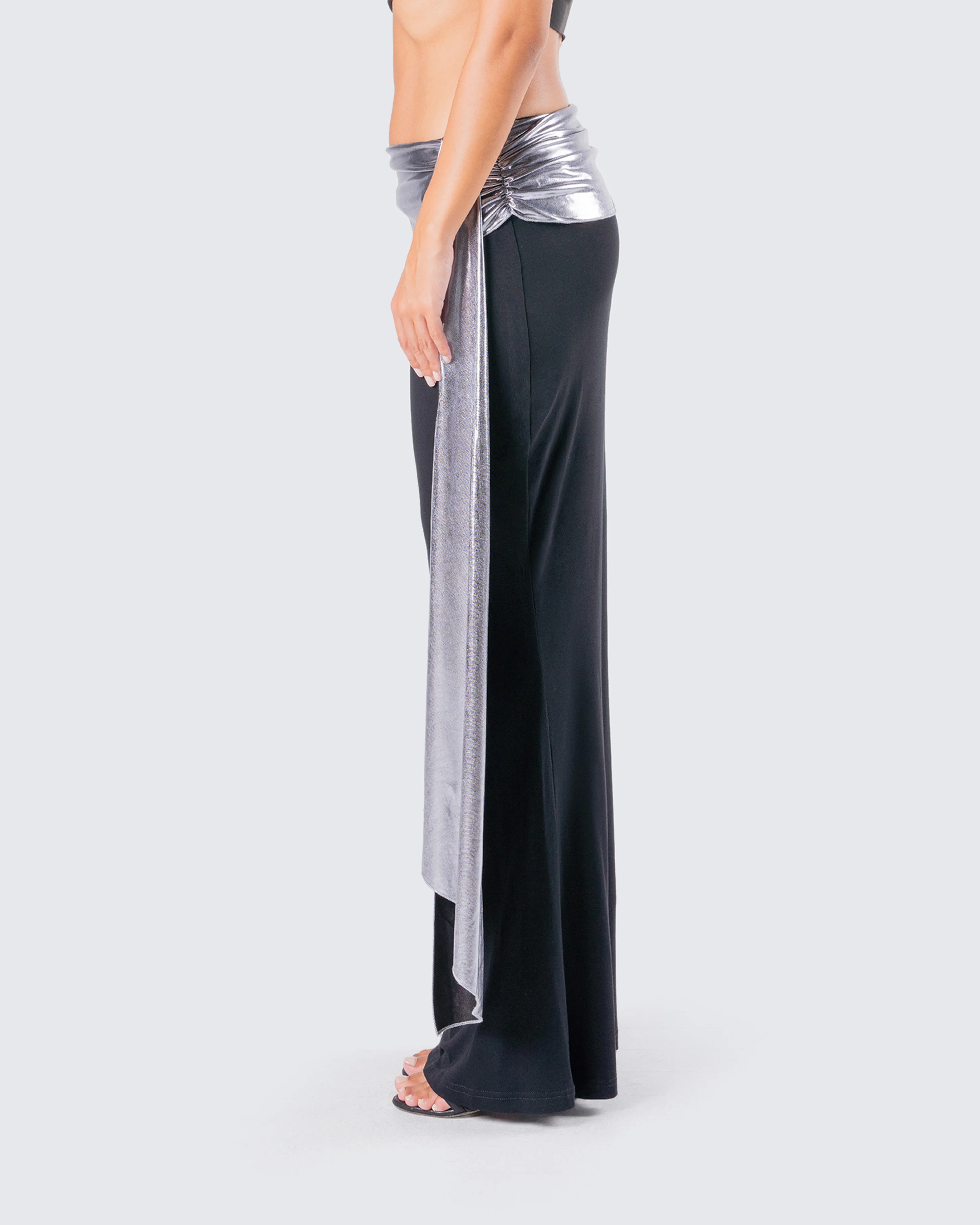 Leylany Black Draped Maxi Skirt - Image 6