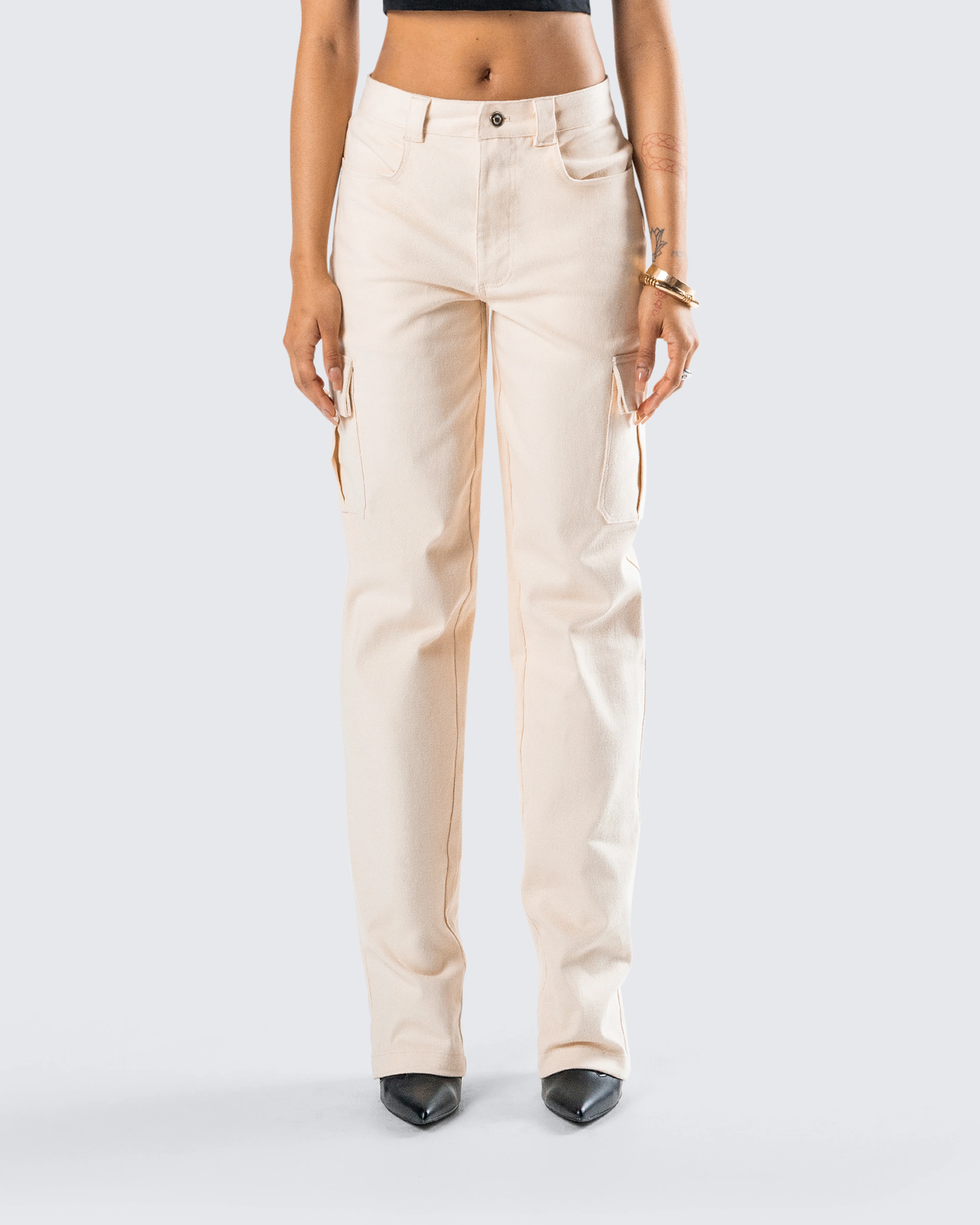 Liliana Beige Twill Cargo Pant - Image 4