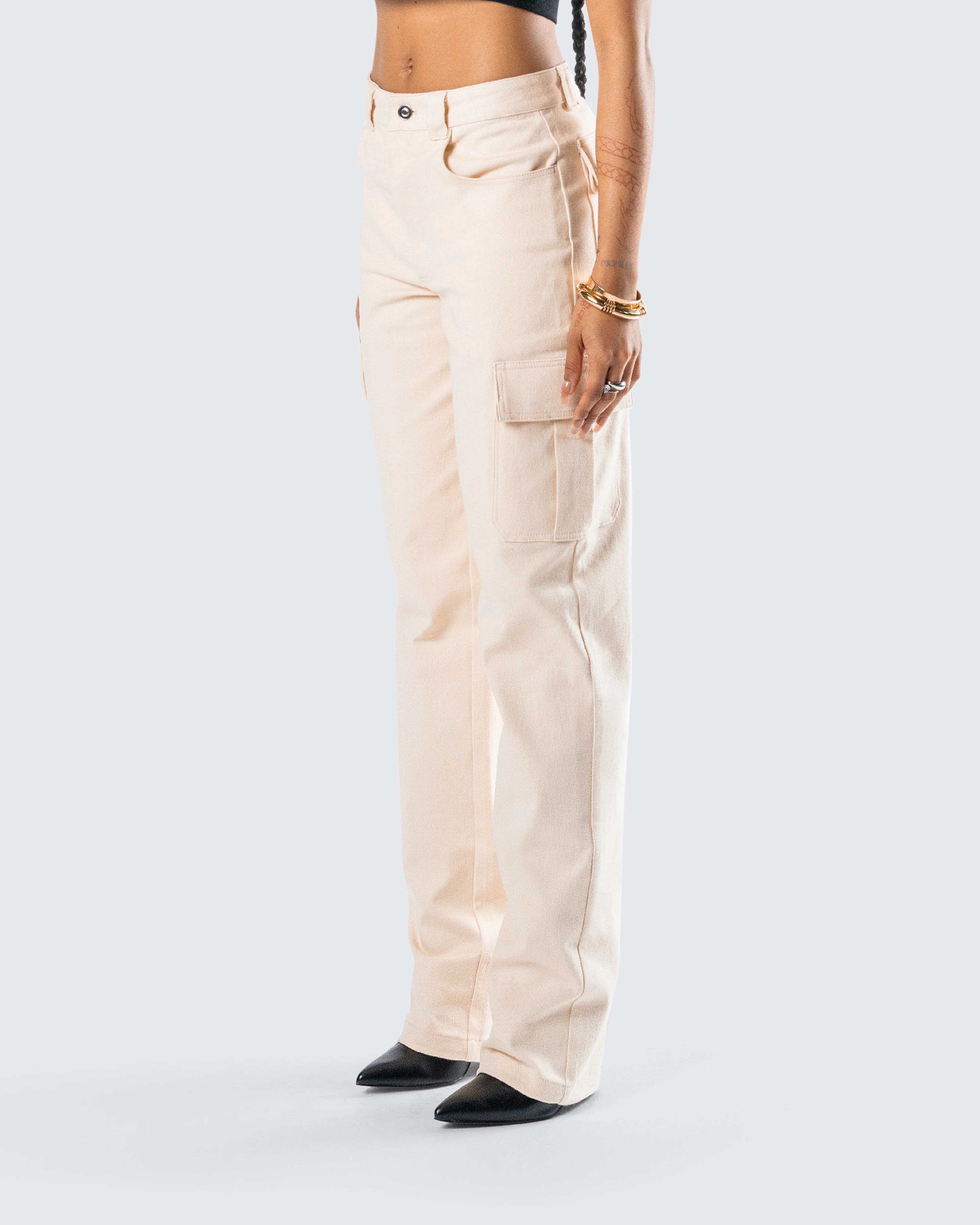 Liliana Beige Twill Cargo Pant - Image 5