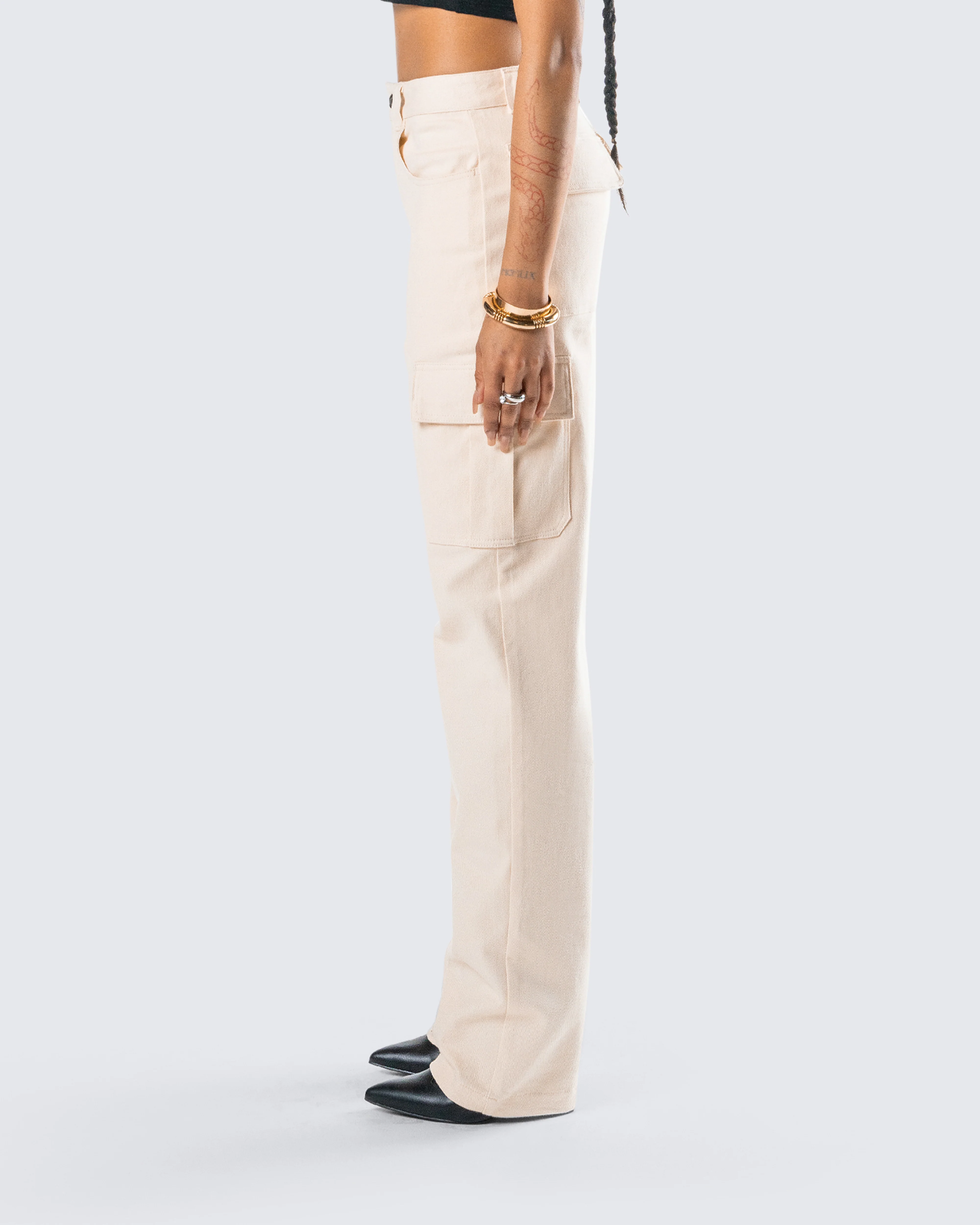 Liliana Beige Twill Cargo Pant - Image 6