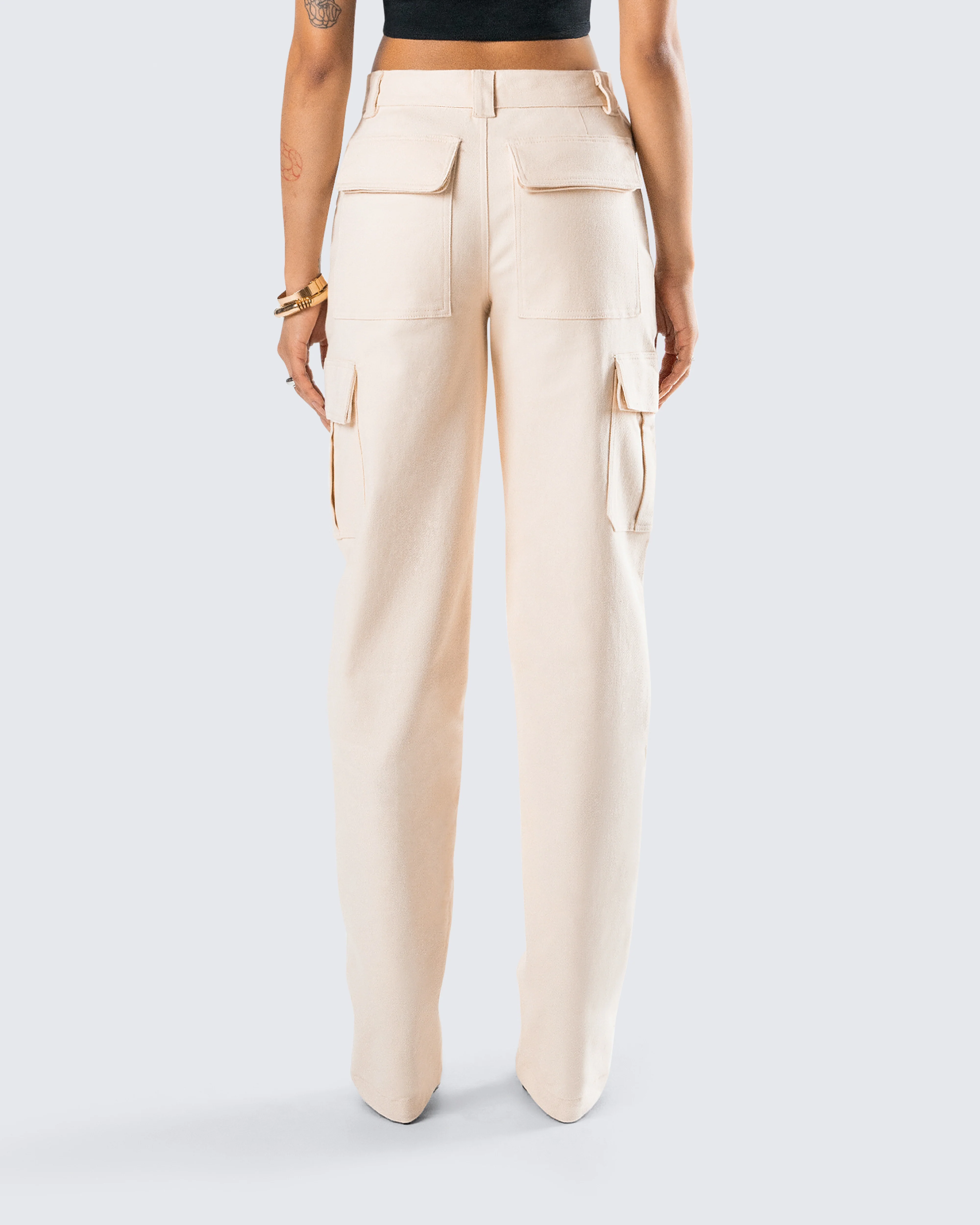 Liliana Beige Twill Cargo Pant - Image 7