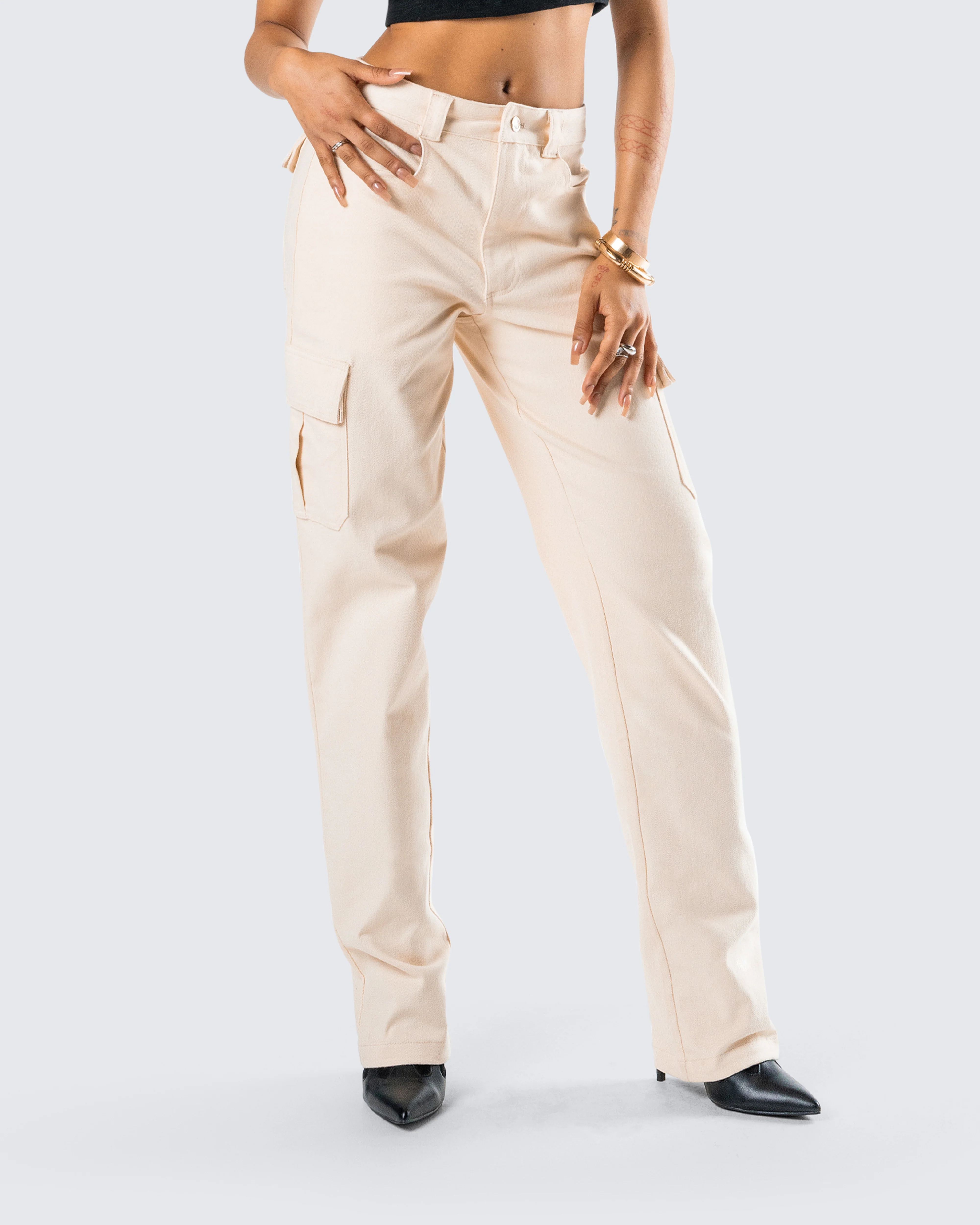 Liliana Beige Twill Cargo Pant - Image 8