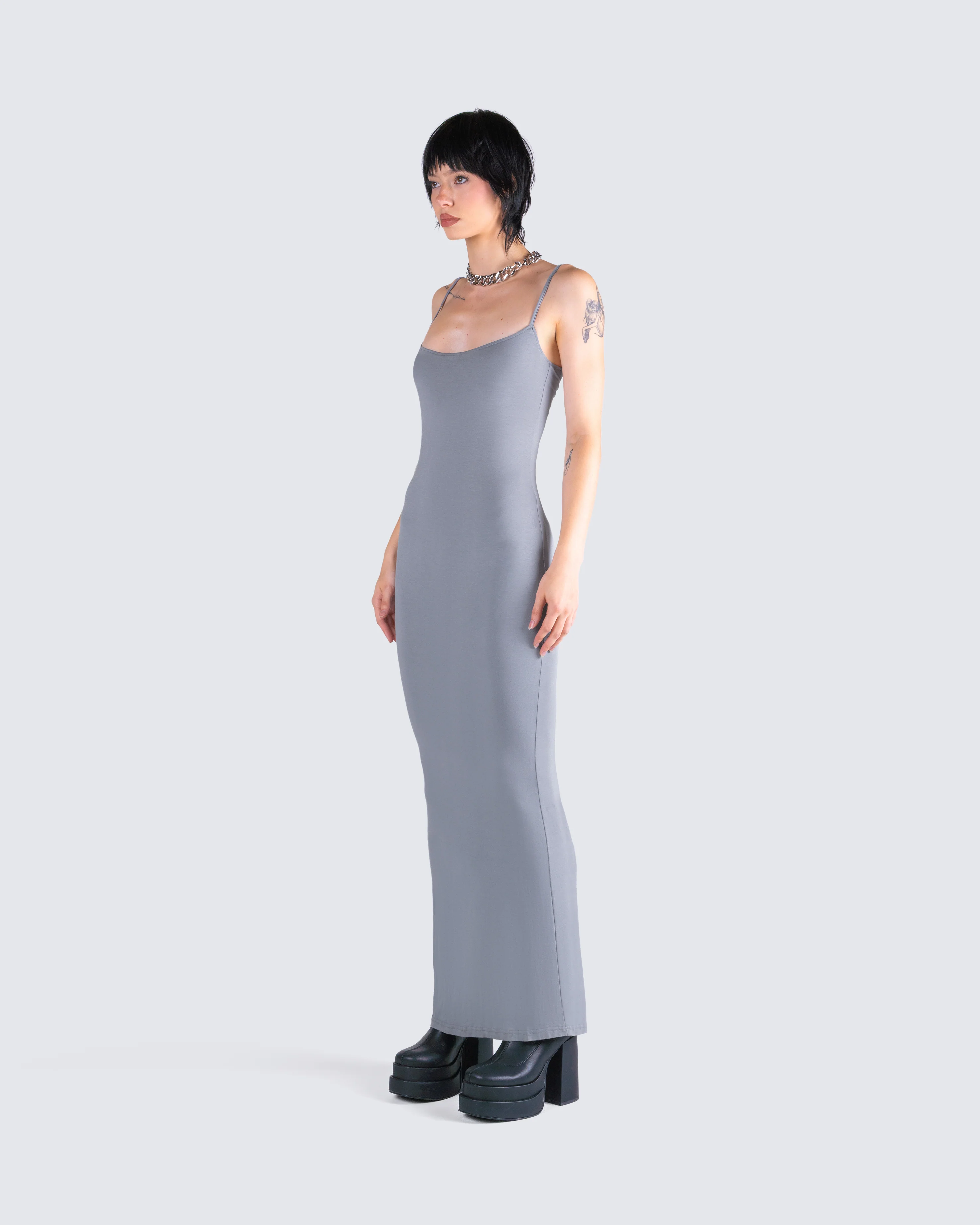 Lilibet Grey Maxi Dress - Image 5