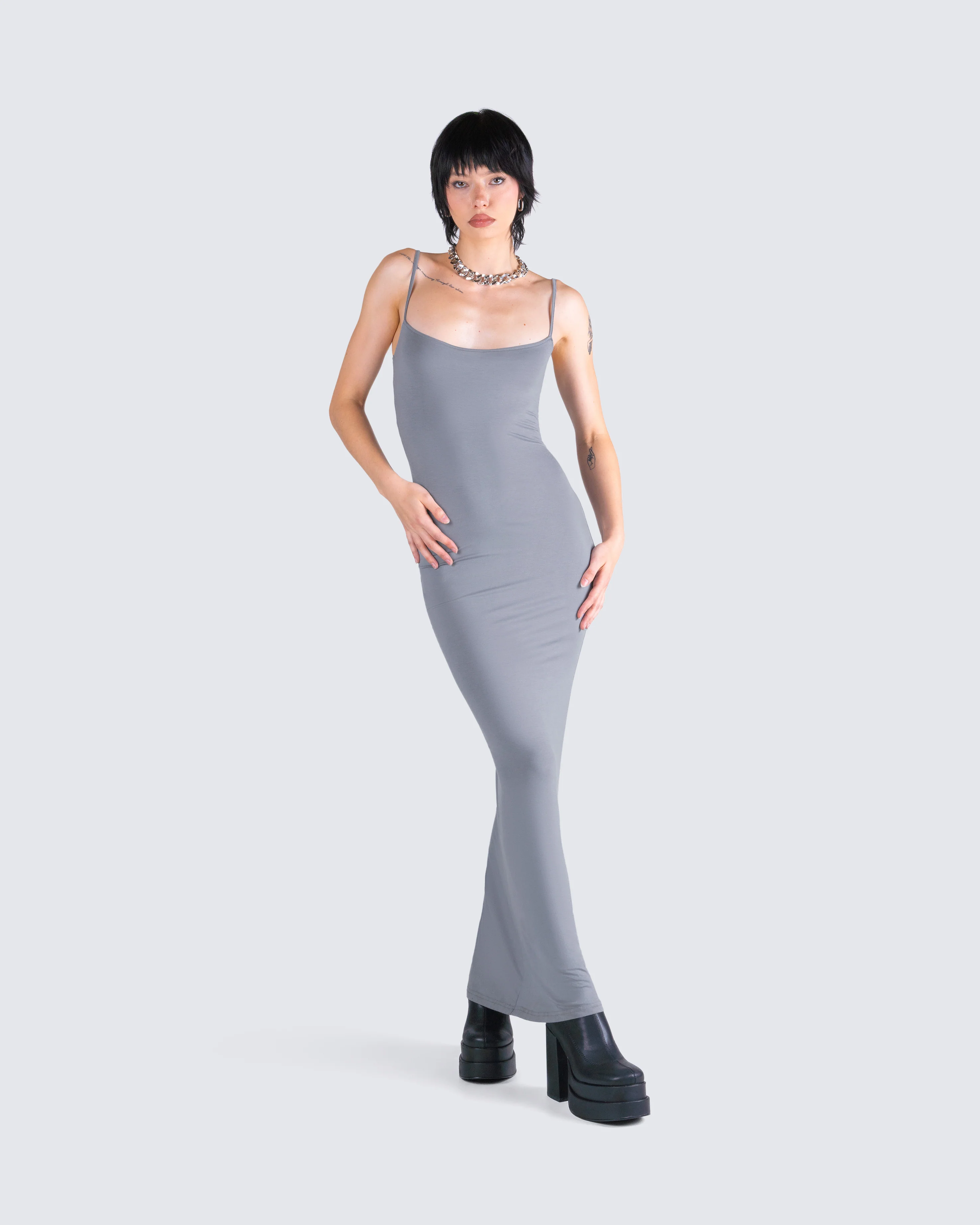 Lilibet Grey Maxi Dress - Image 9