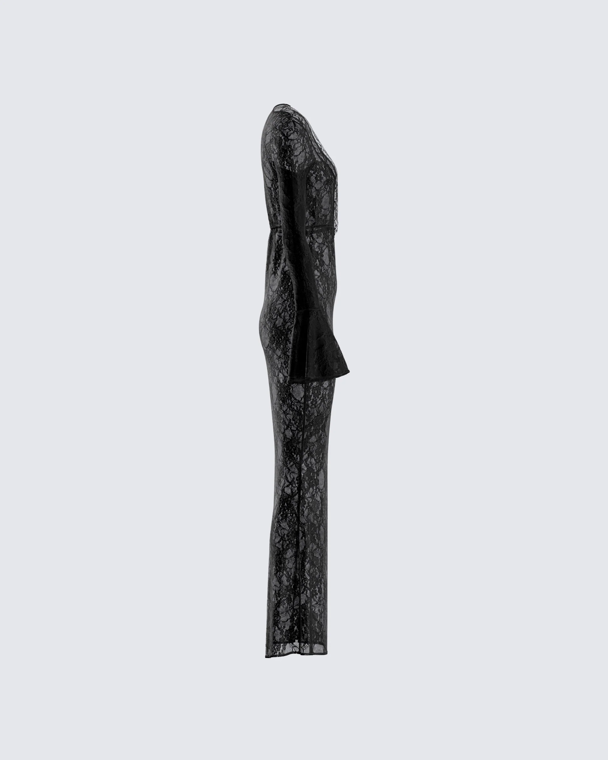Lilith Black Lace Maxi Dress - Image 2