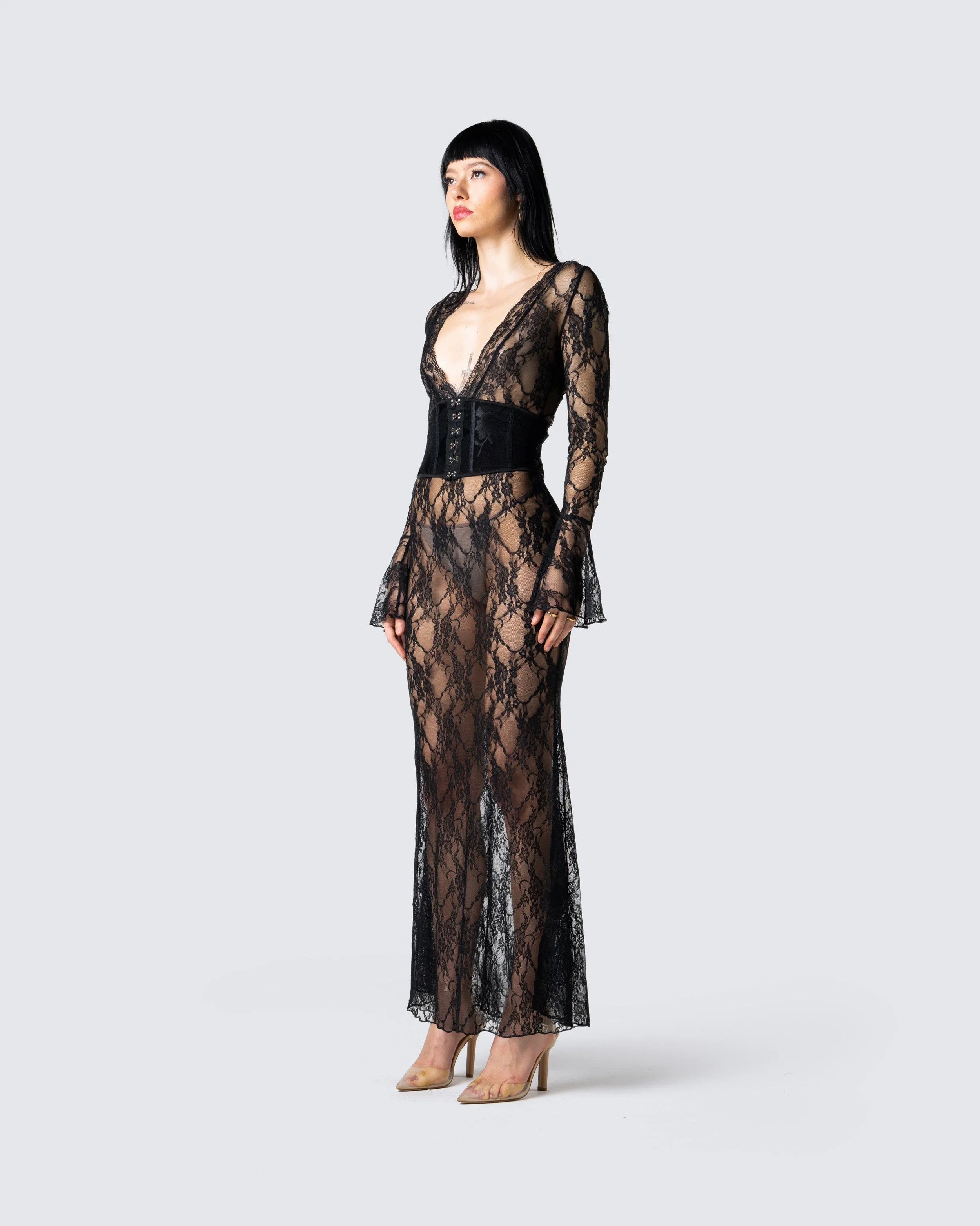 Lilith Black Lace Maxi Dress - Image 7
