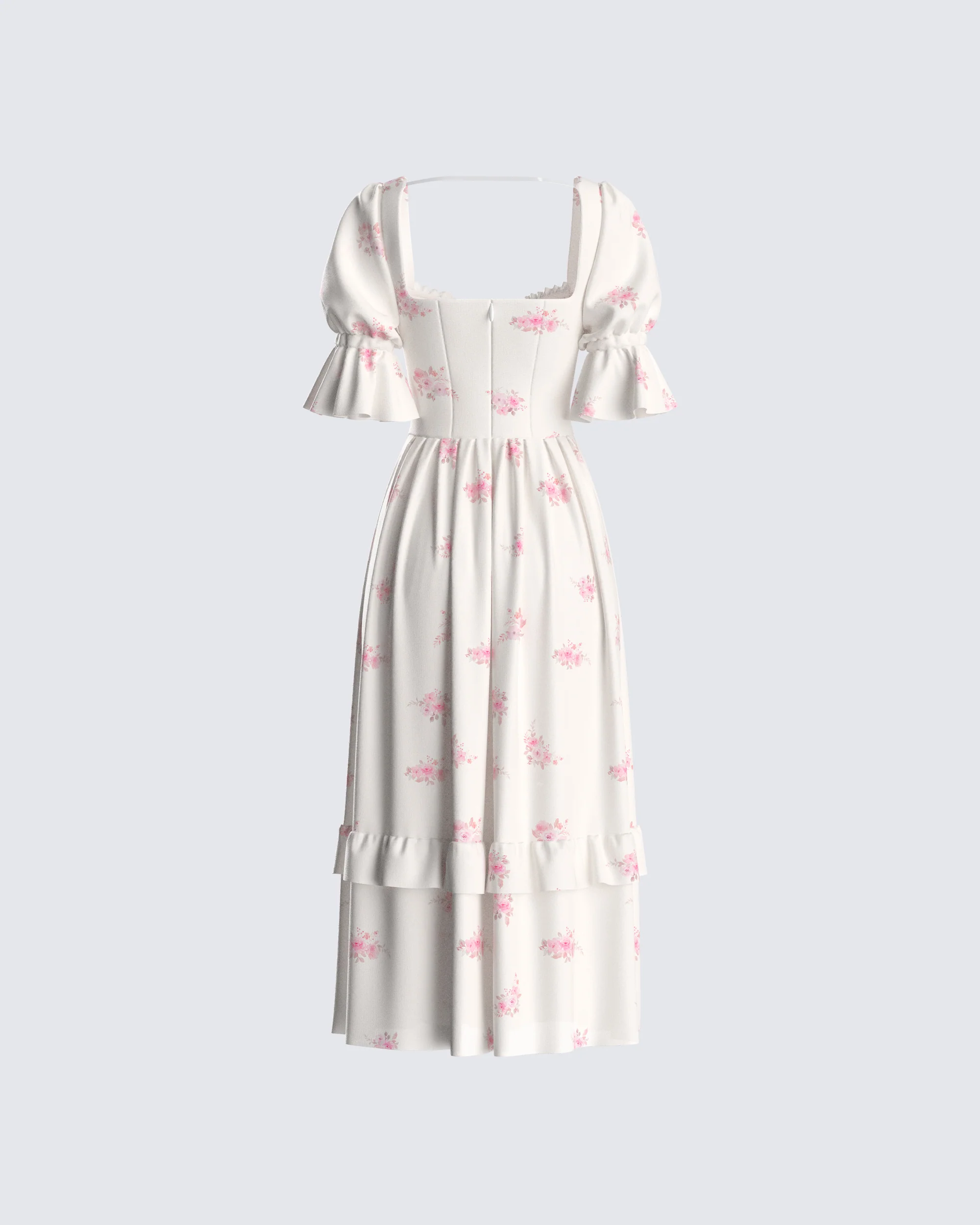 Lina Ivory Floral Midi Dress - Image 3