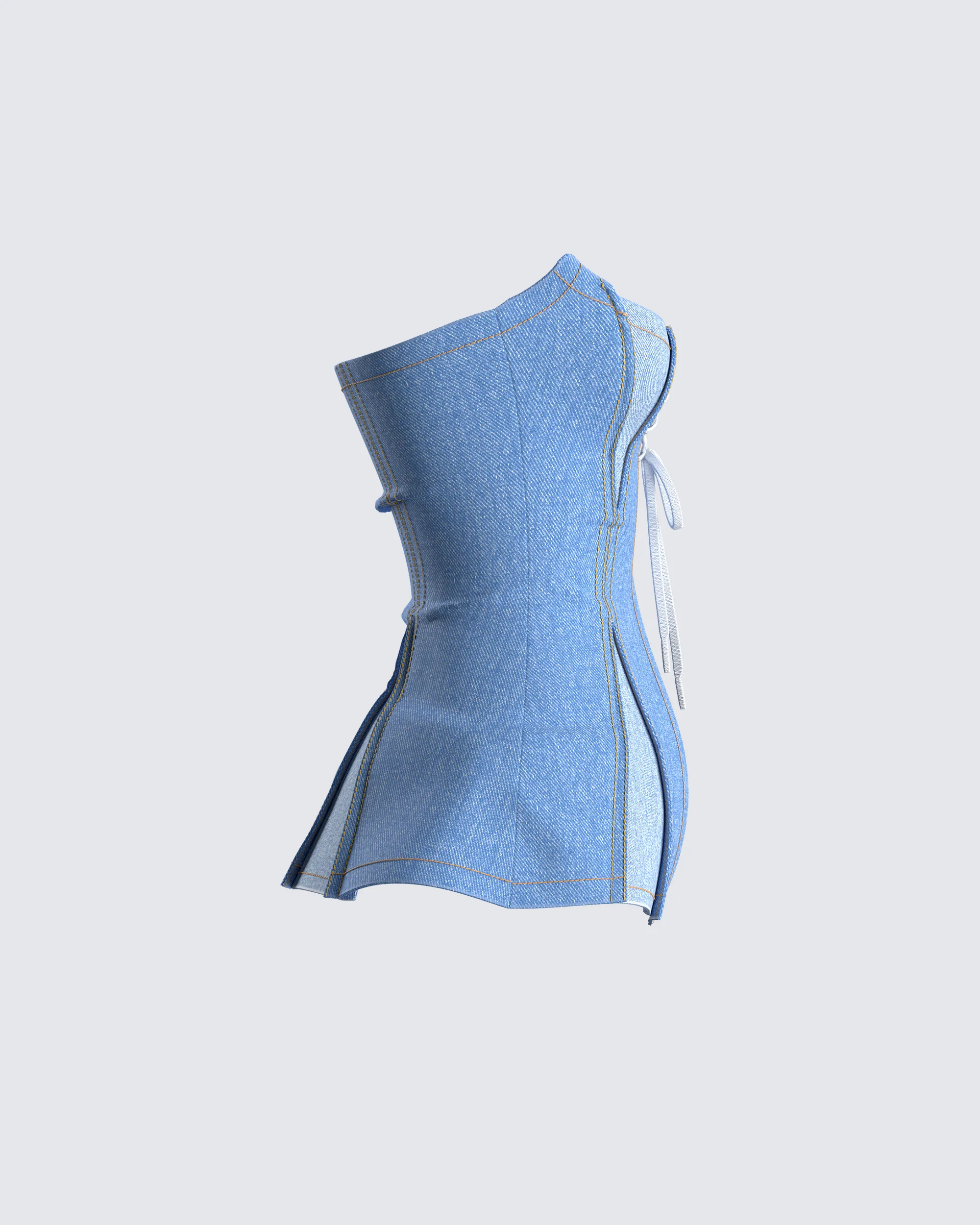 Liori Strapless Blue Denim Top - Image 2