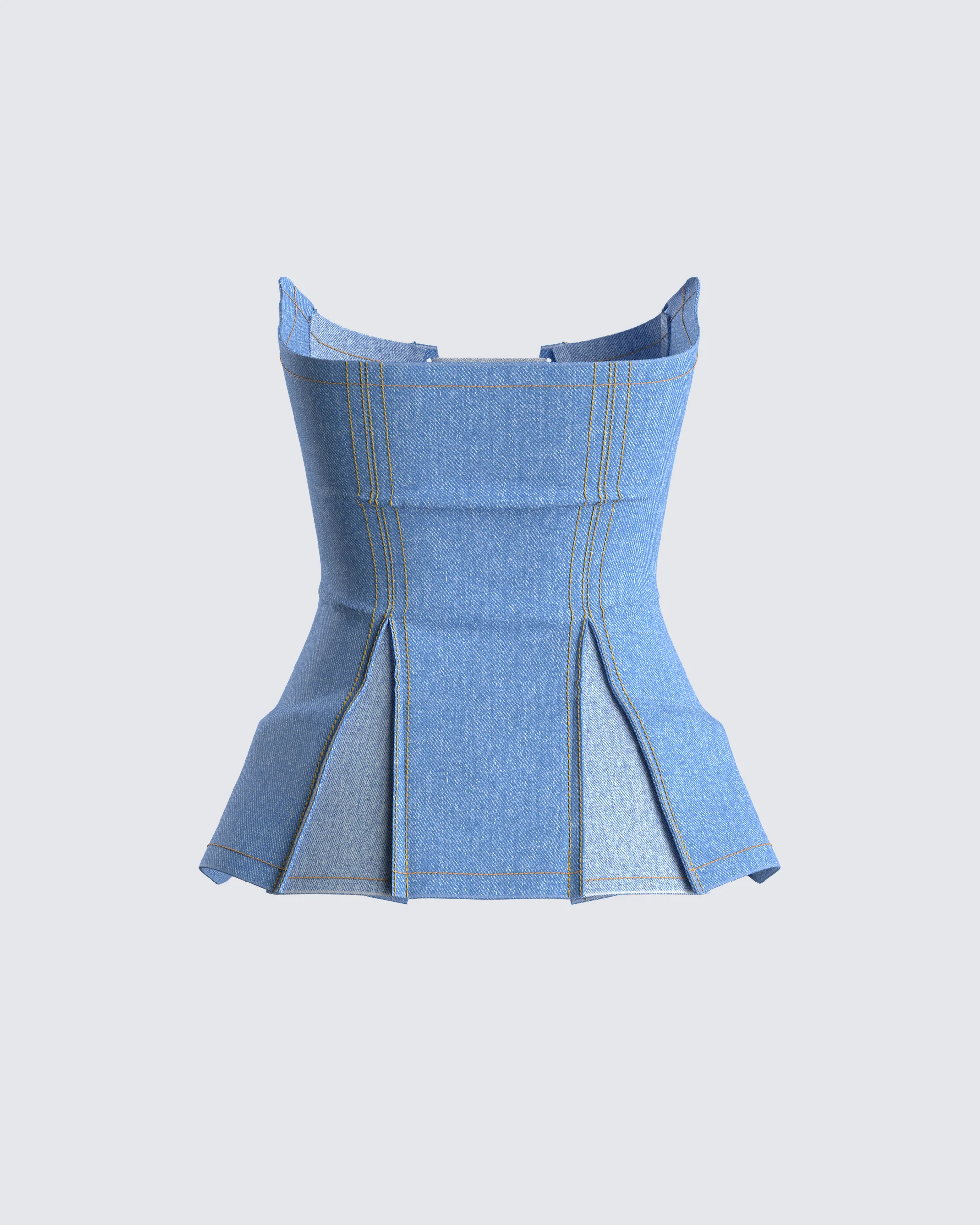 Liori Strapless Blue Denim Top - Image 3