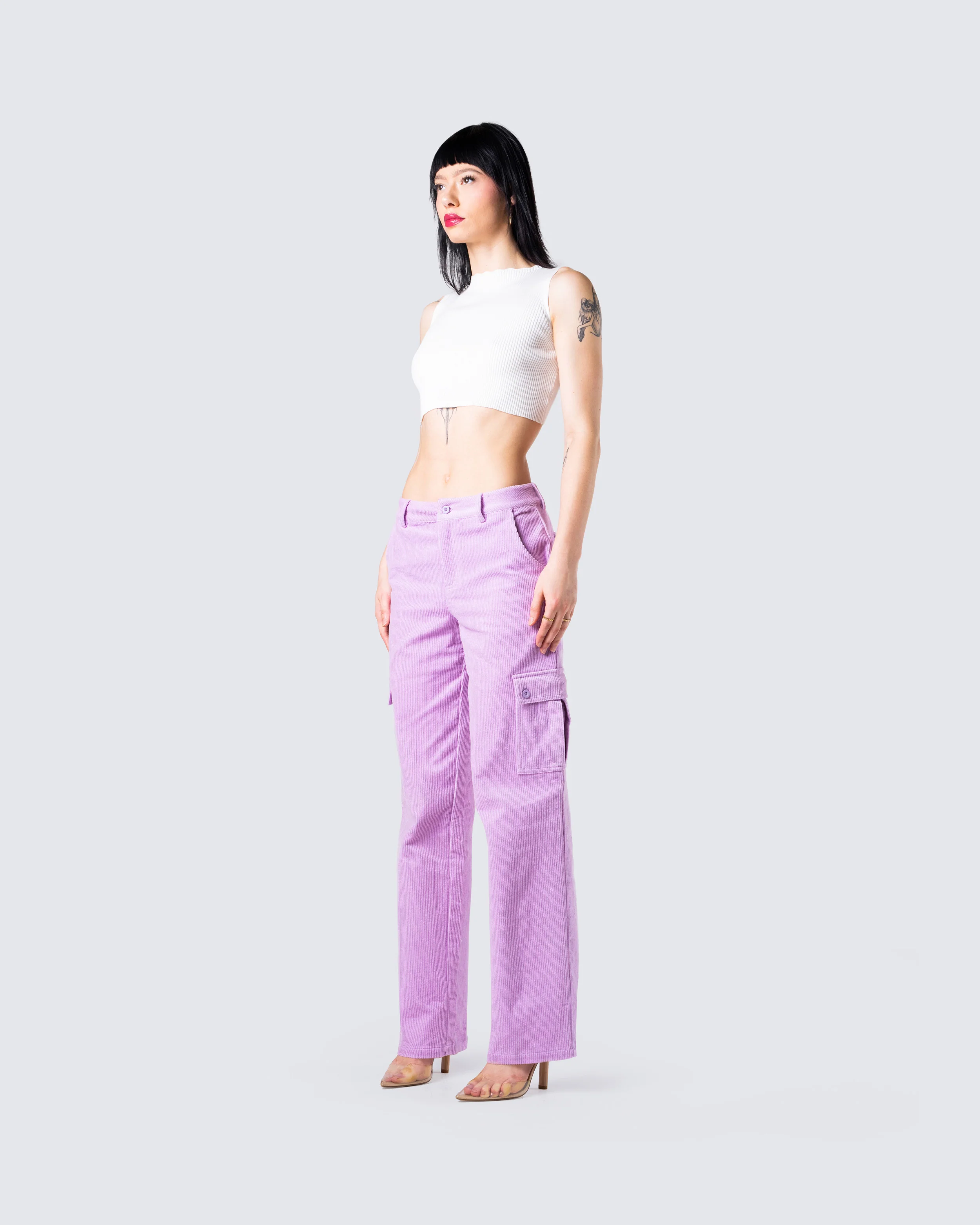 Lisa Lavender Corduroy Cargo Pant - Image 7