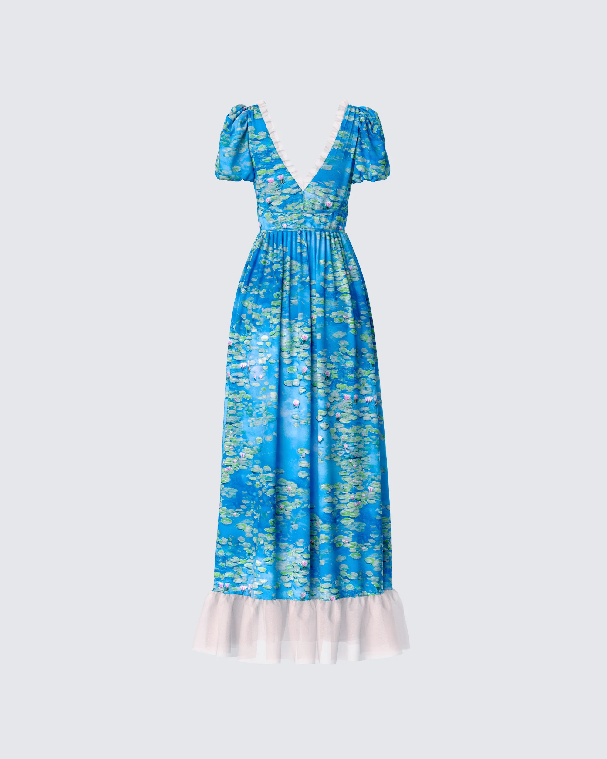 Loire Blue Water Lilies Print Maxi Dress - Image 3