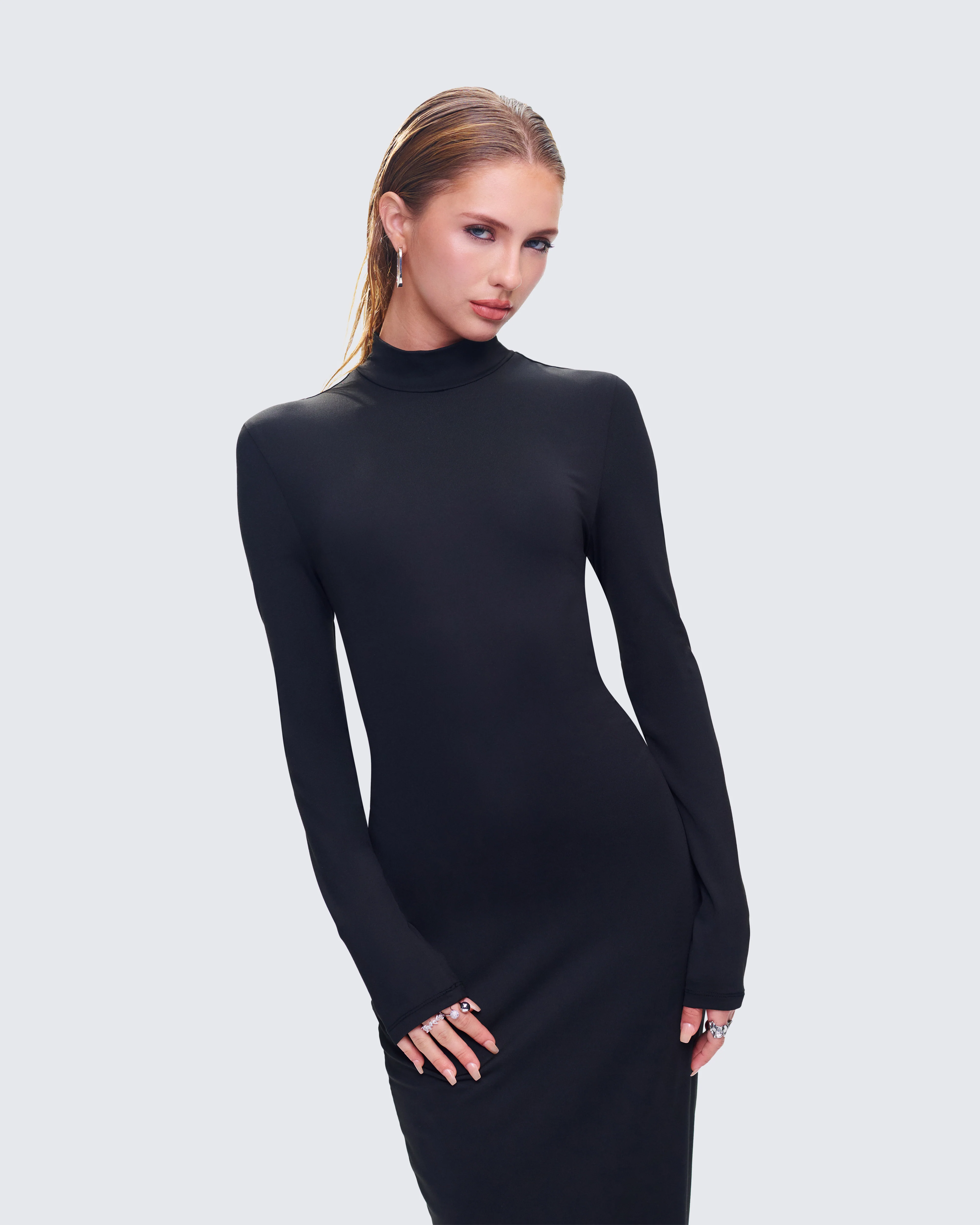 Lola Black Bodycon Maxi Dress - Image 6