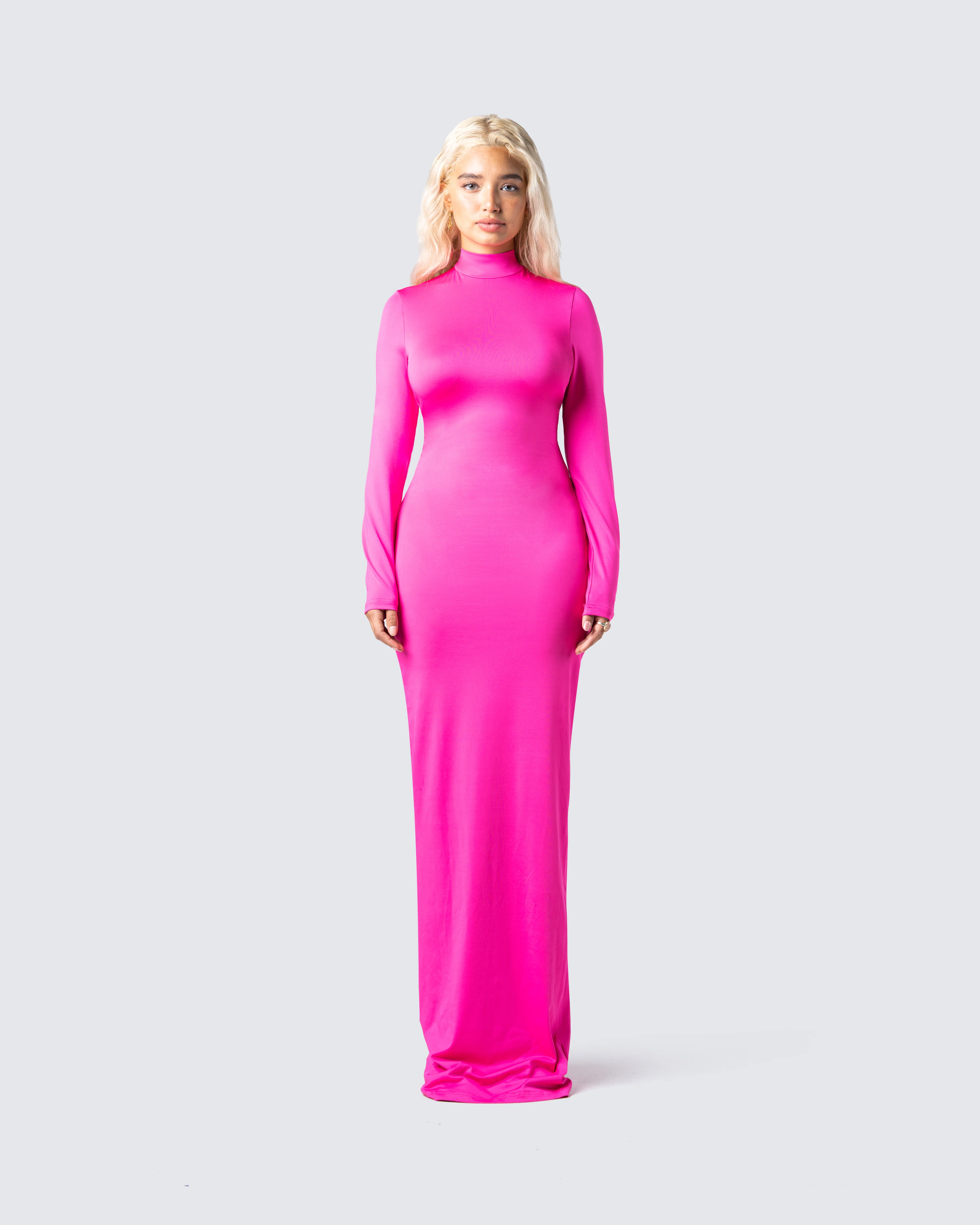 Lola Hot Pink Bodycon Maxi Dress - Image 4