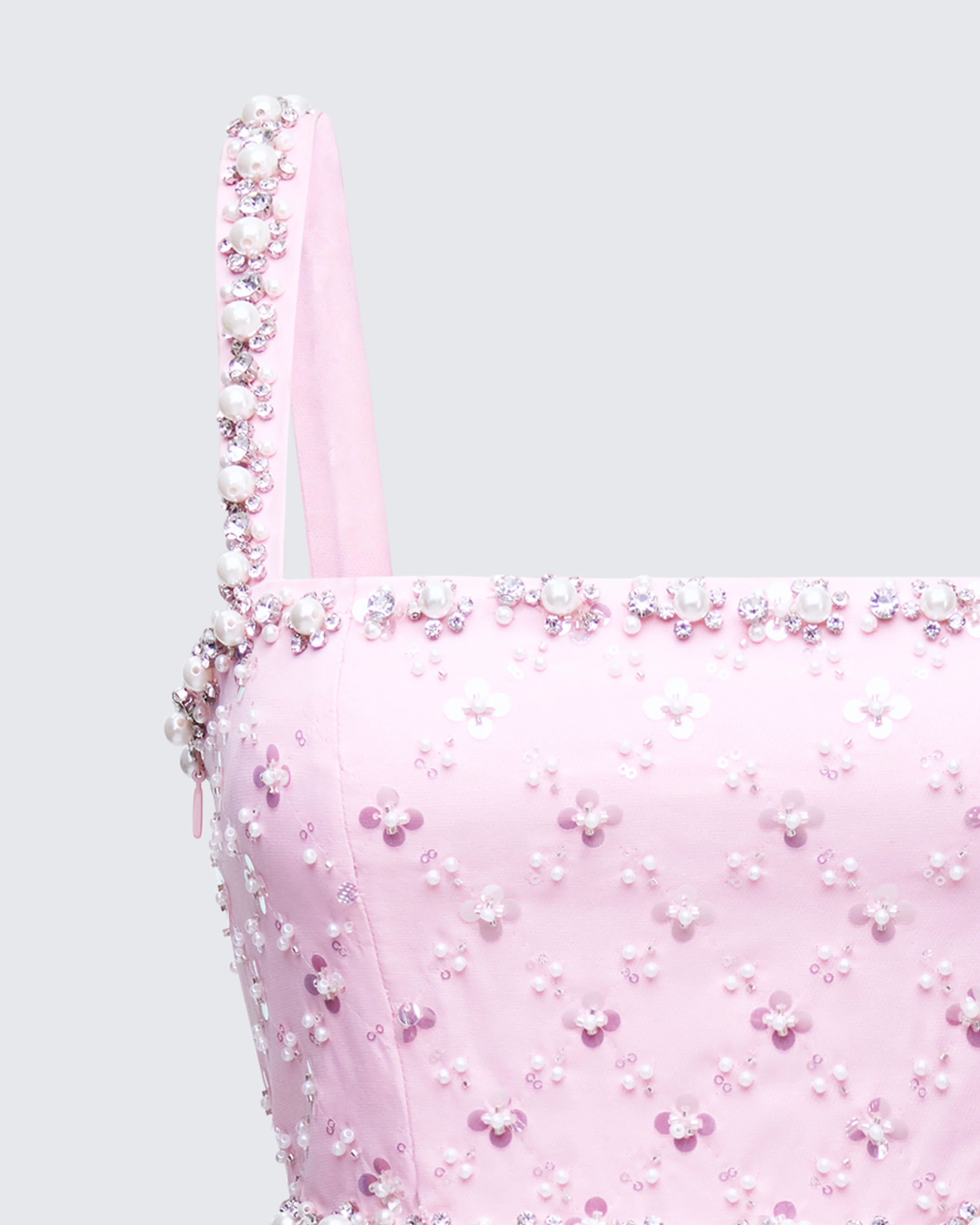 Lorelei Pink Hand Beaded Rhinestone Dress - Image 6