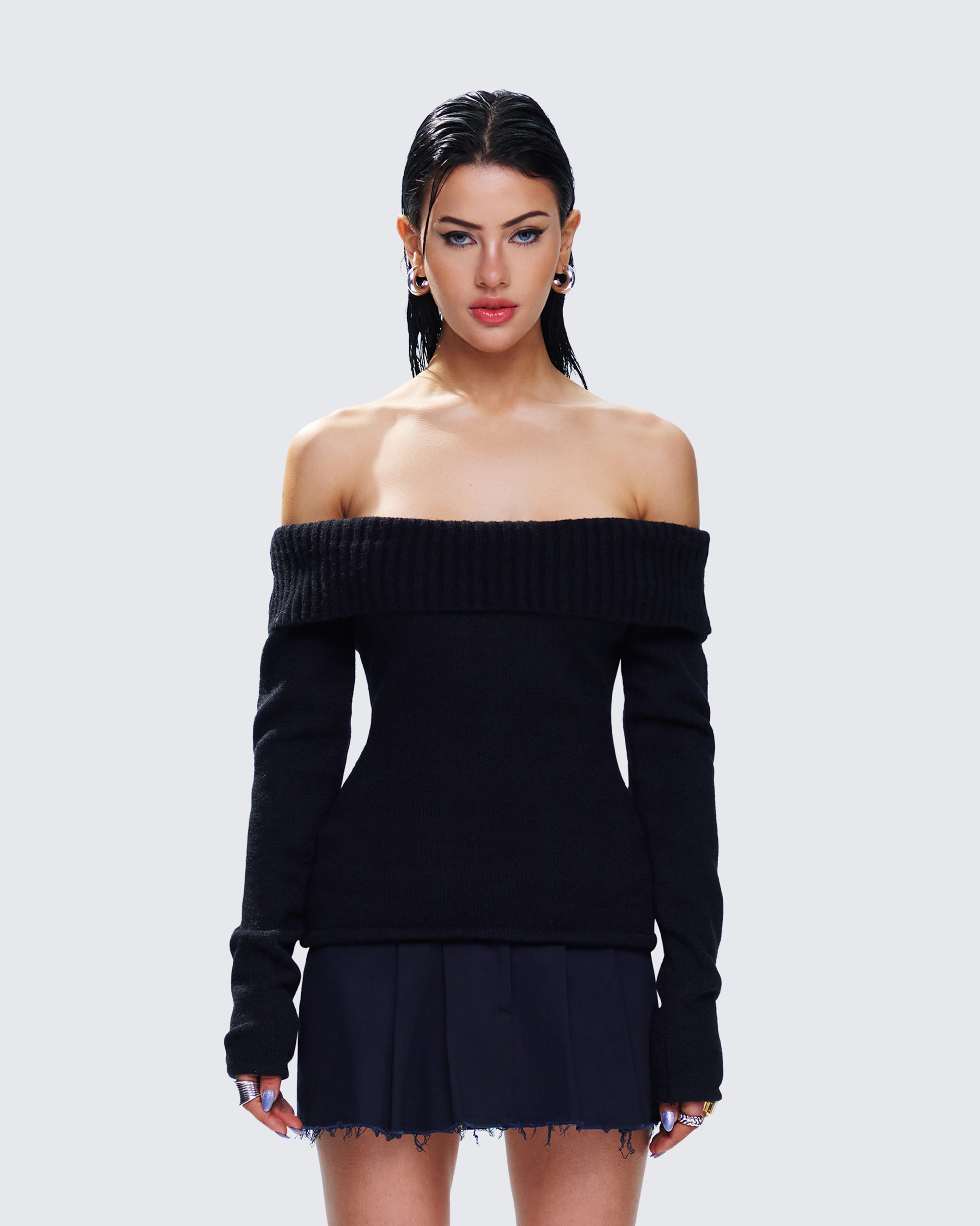 Lorraine Black Sweater Knit Top - Image 4