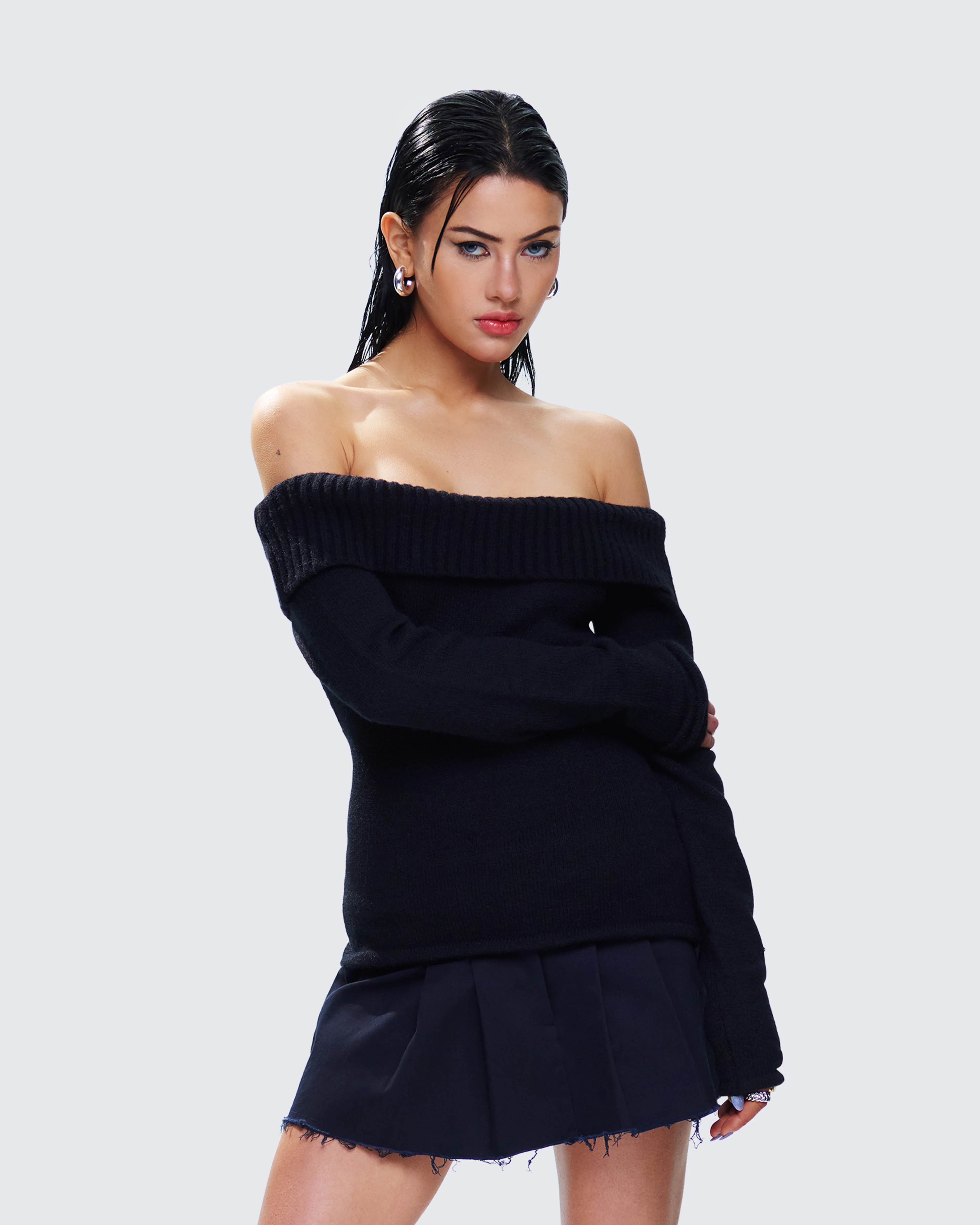 Lorraine Black Sweater Knit Top - Image 6