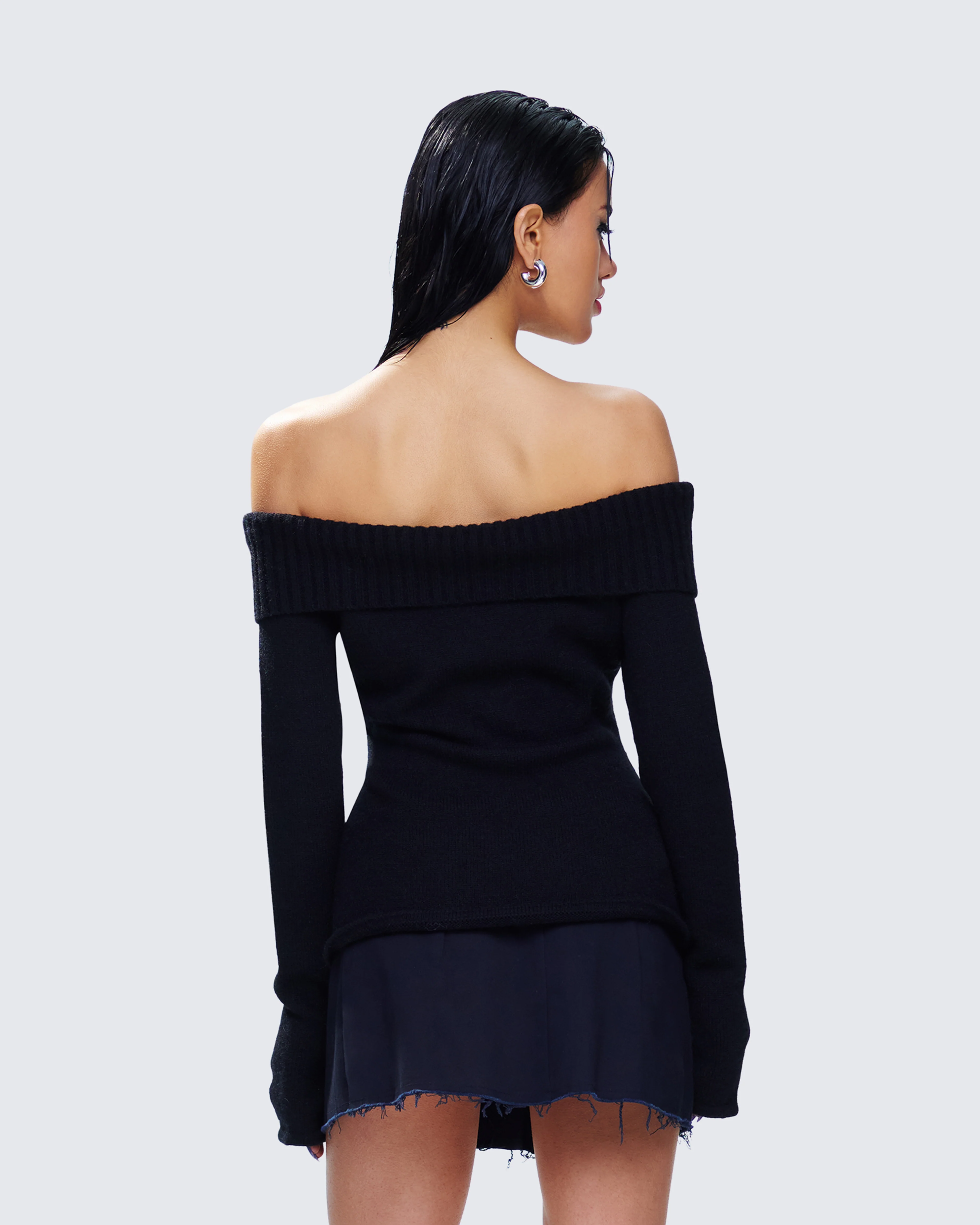 Lorraine Black Sweater Knit Top - Image 7