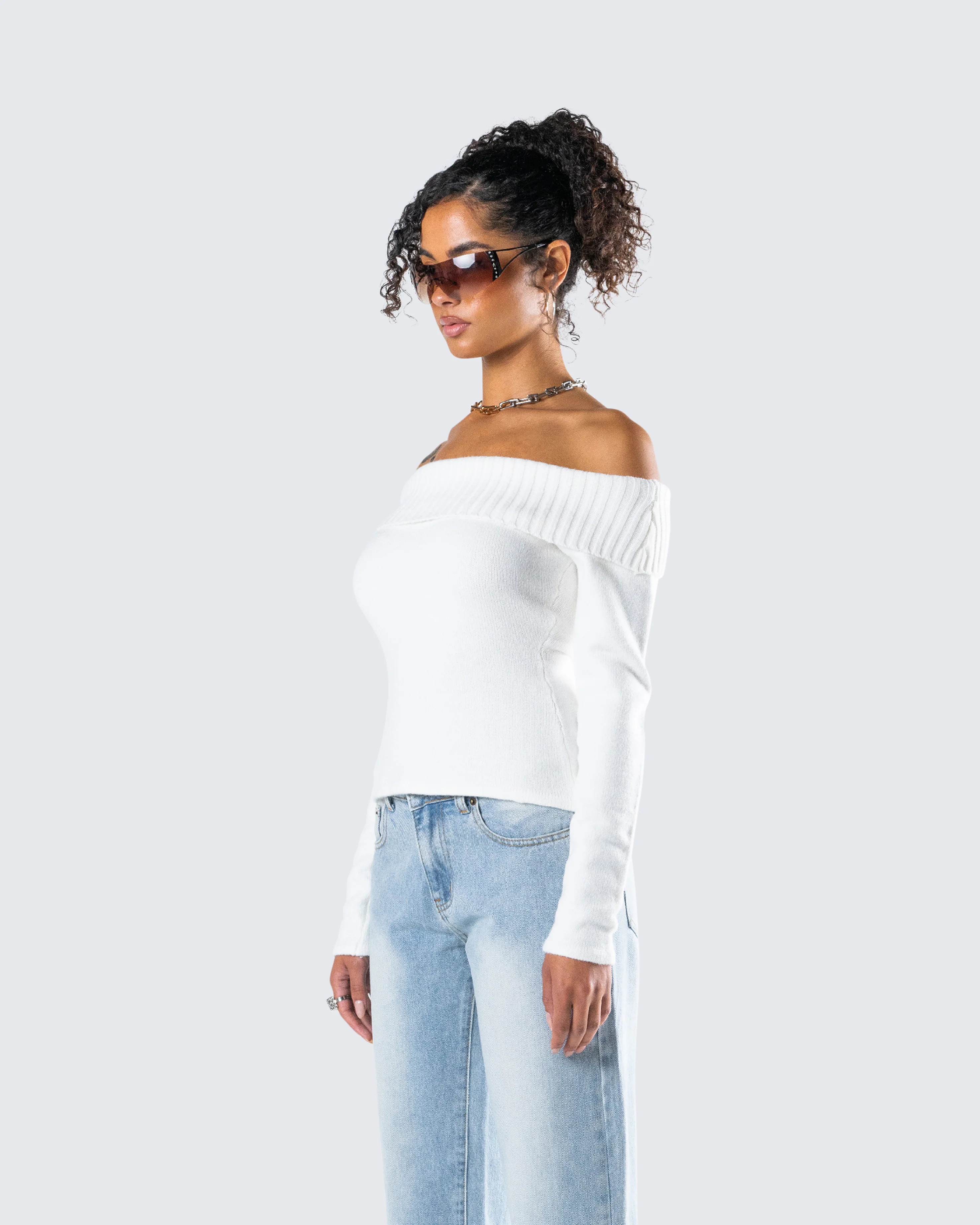 Lorraine White Sweater Knit Top - Image 5