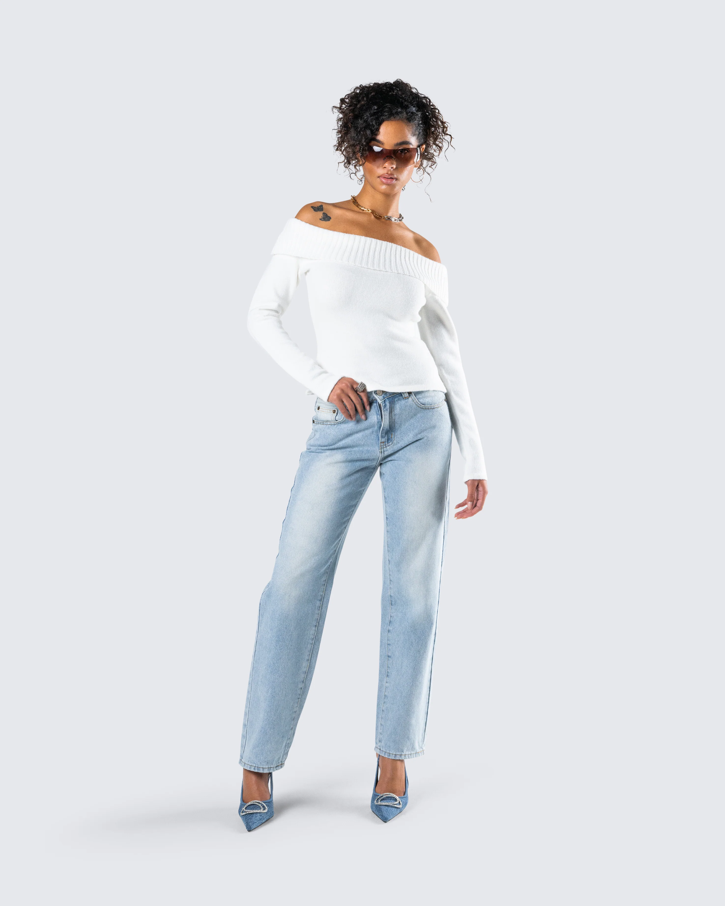 Lorraine White Sweater Knit Top - Image 9