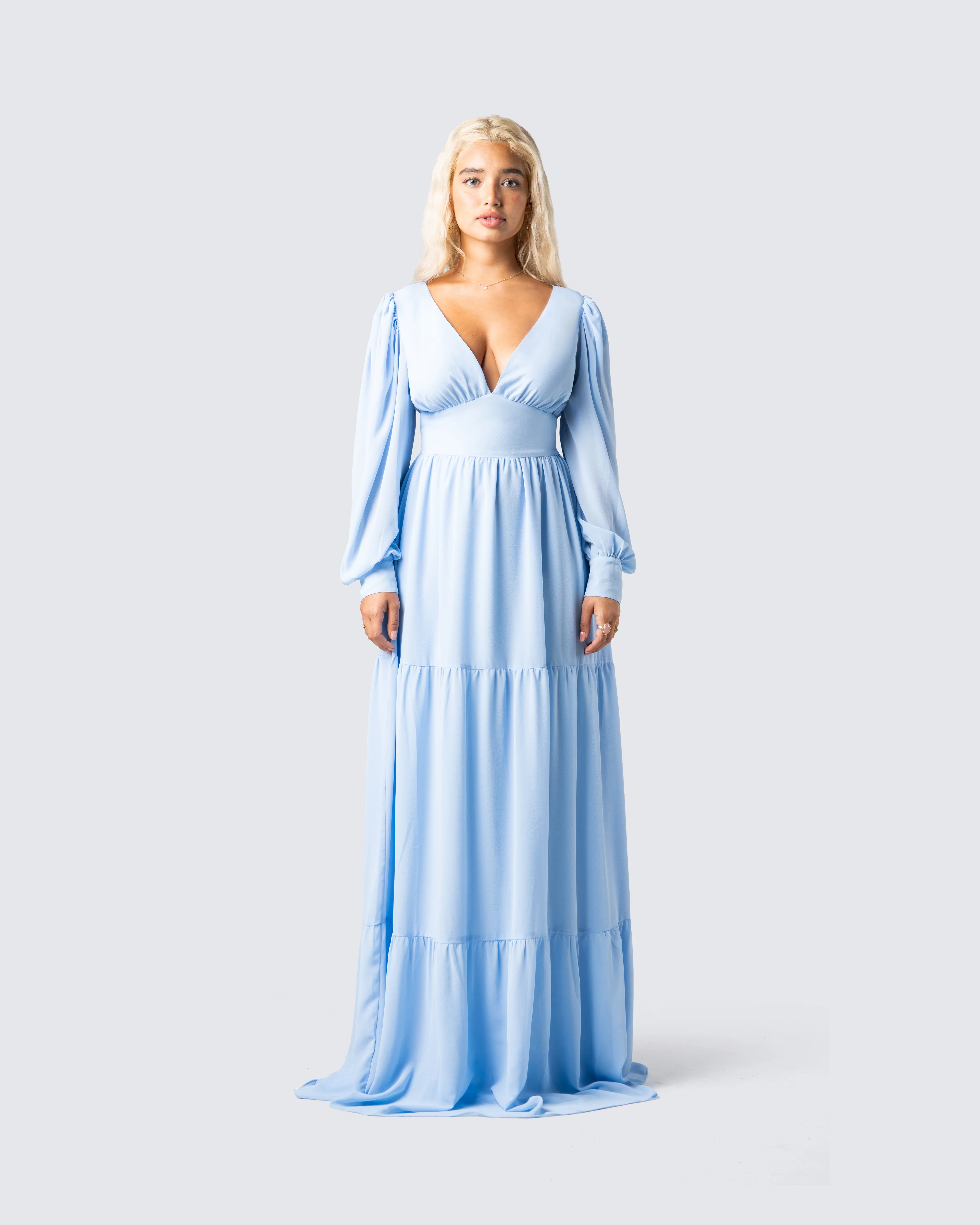 Louise Baby Blue Tiered Maxi Dress - Image 4