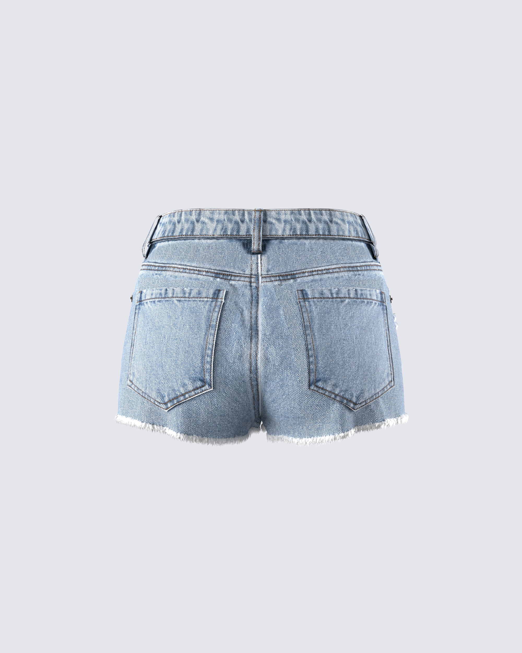 Lowan Blue Distressed Denim Shorts - Image 3