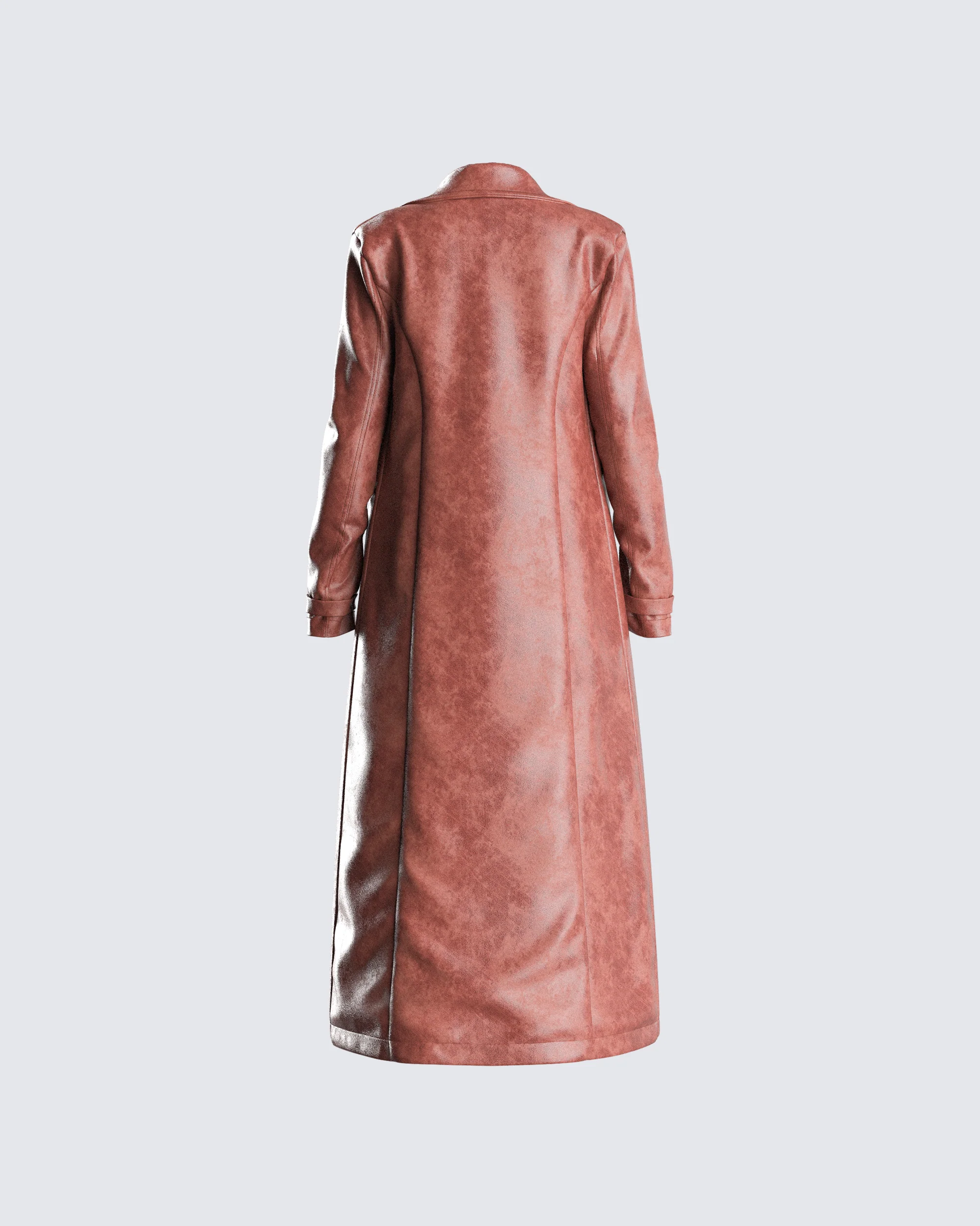 Lu Brown Vegan Leather Coat - Image 3