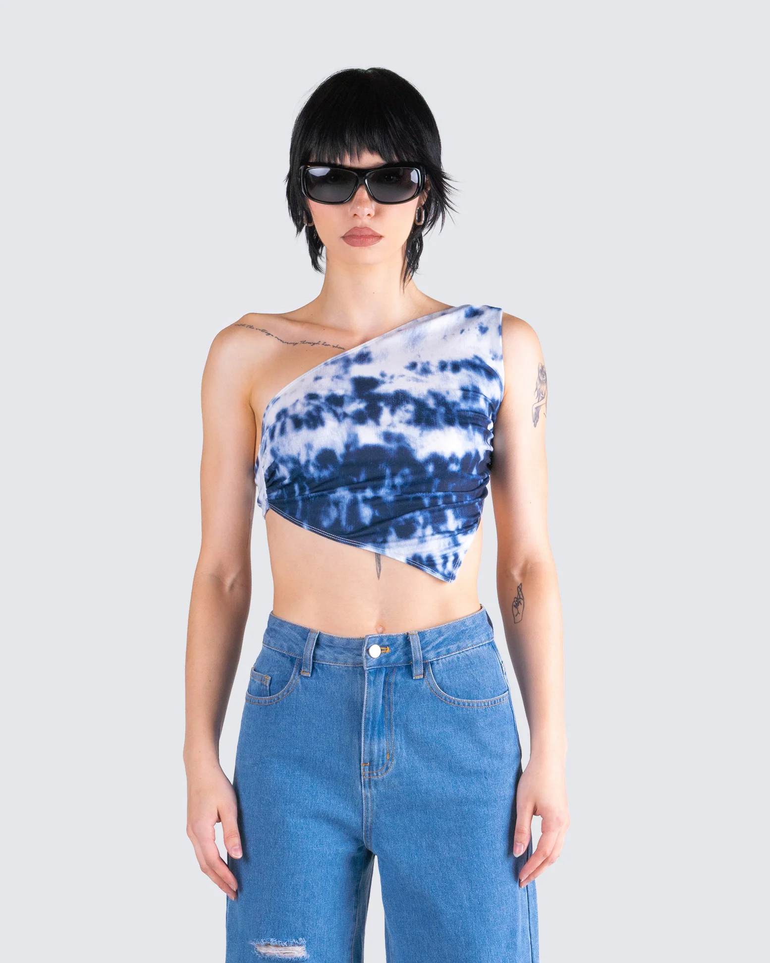Luann Multi Print One Shoulder Top - Image 4