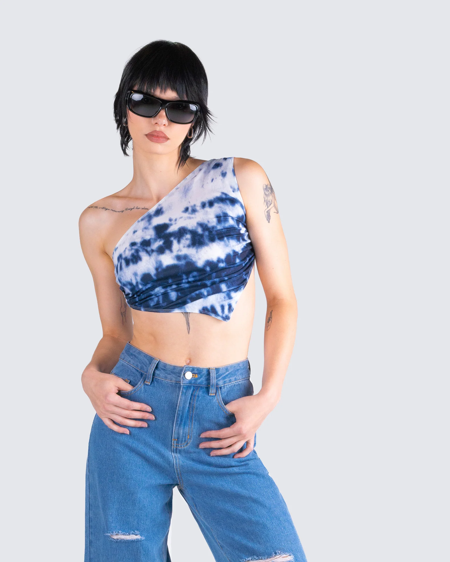 Luann Multi Print One Shoulder Top - Image 7
