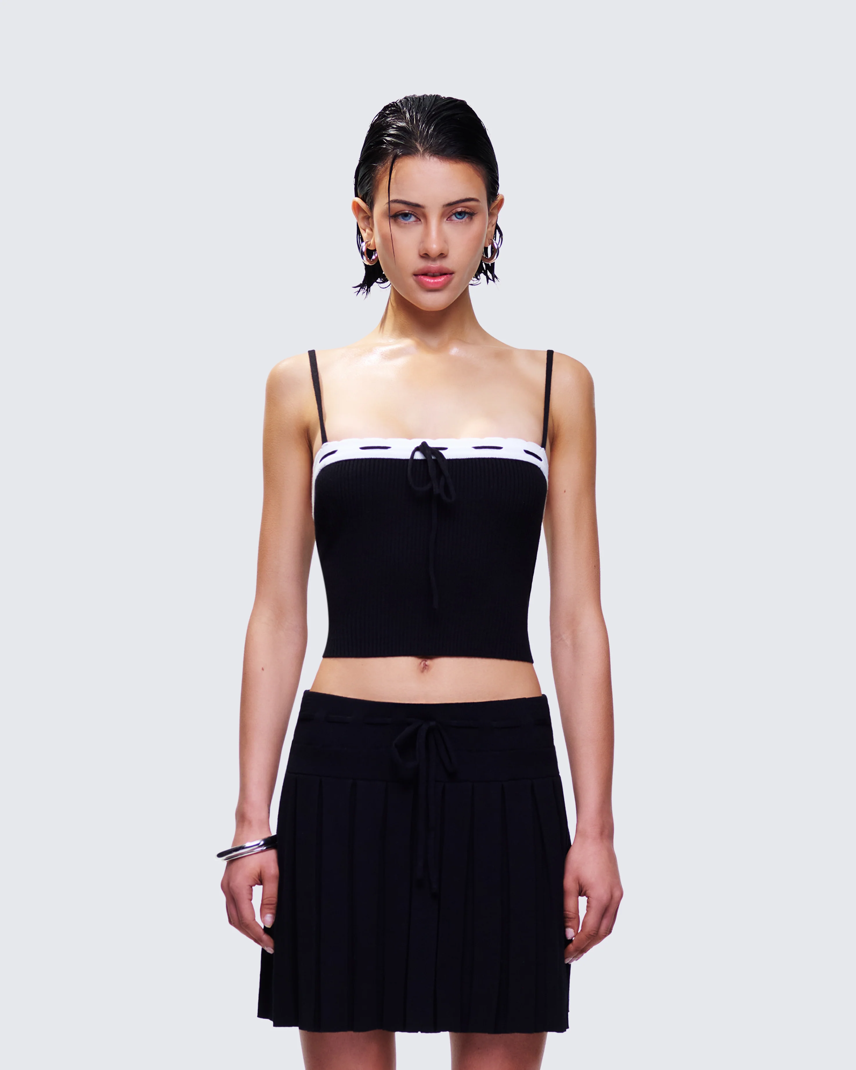 Lucien Black Ribbon Path Knitted Top - Image 2