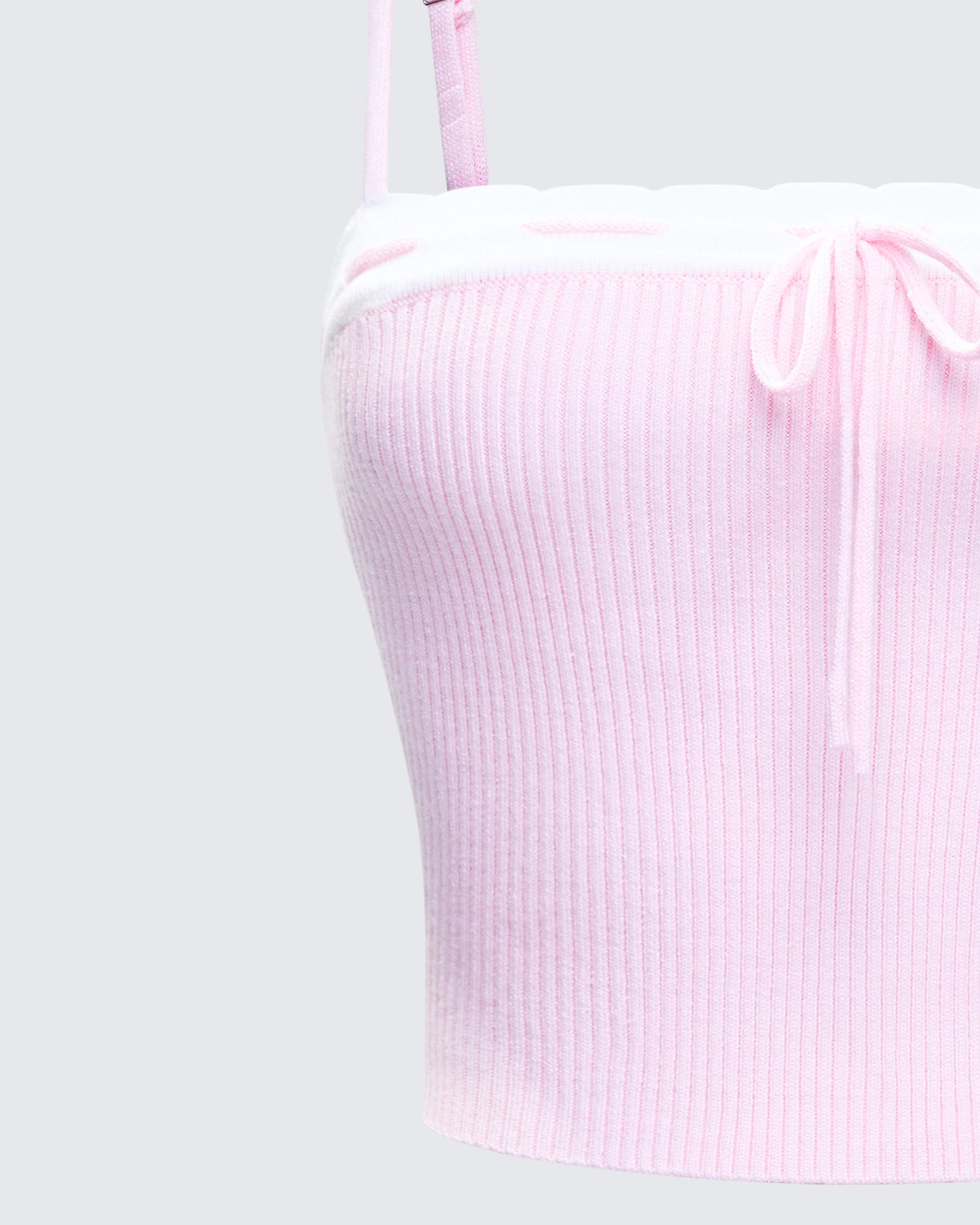 Lucien Pink Ribbon Path Knitted Top - Image 6