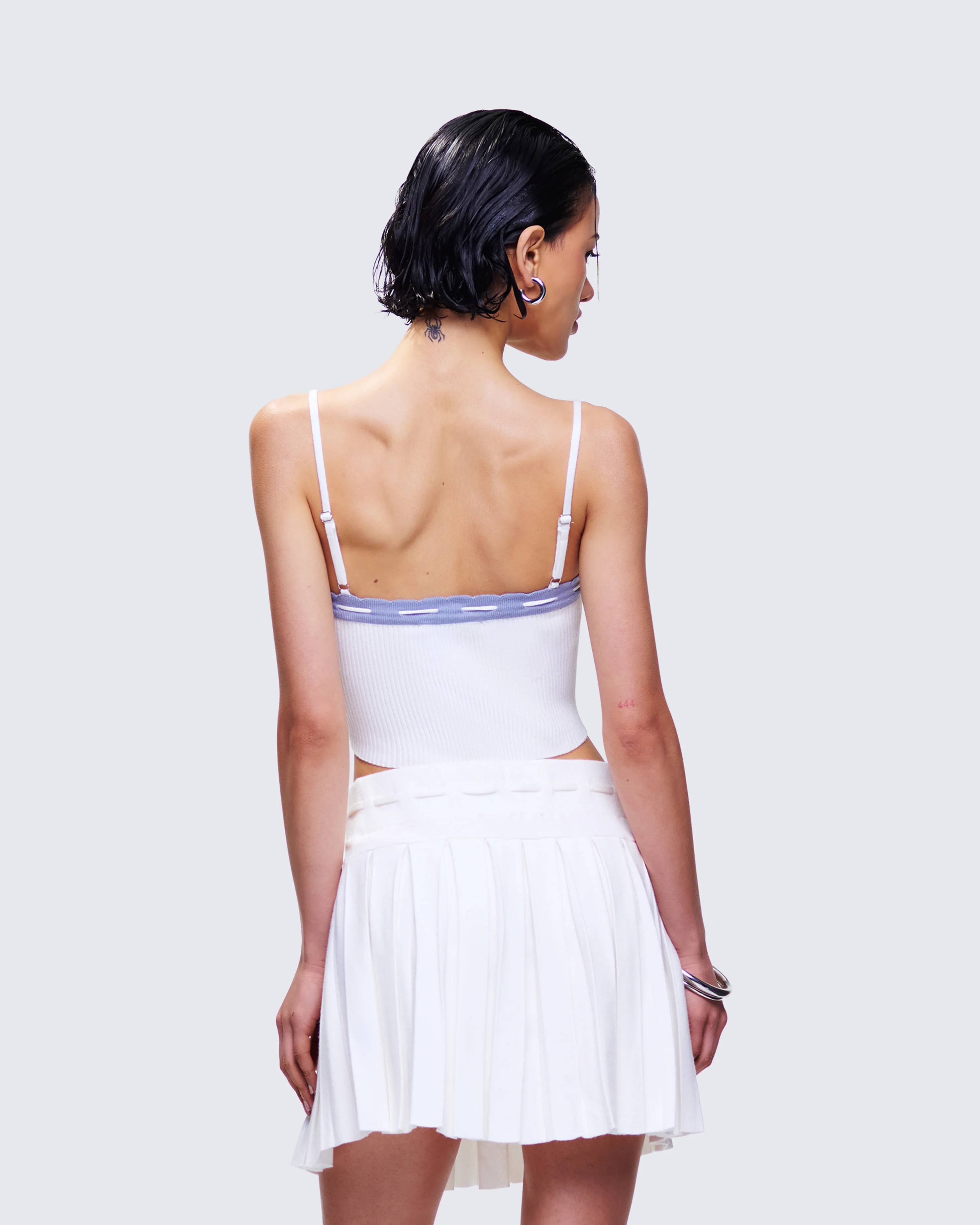 Lucien White Ribbon Path Knitted Top - Image 4