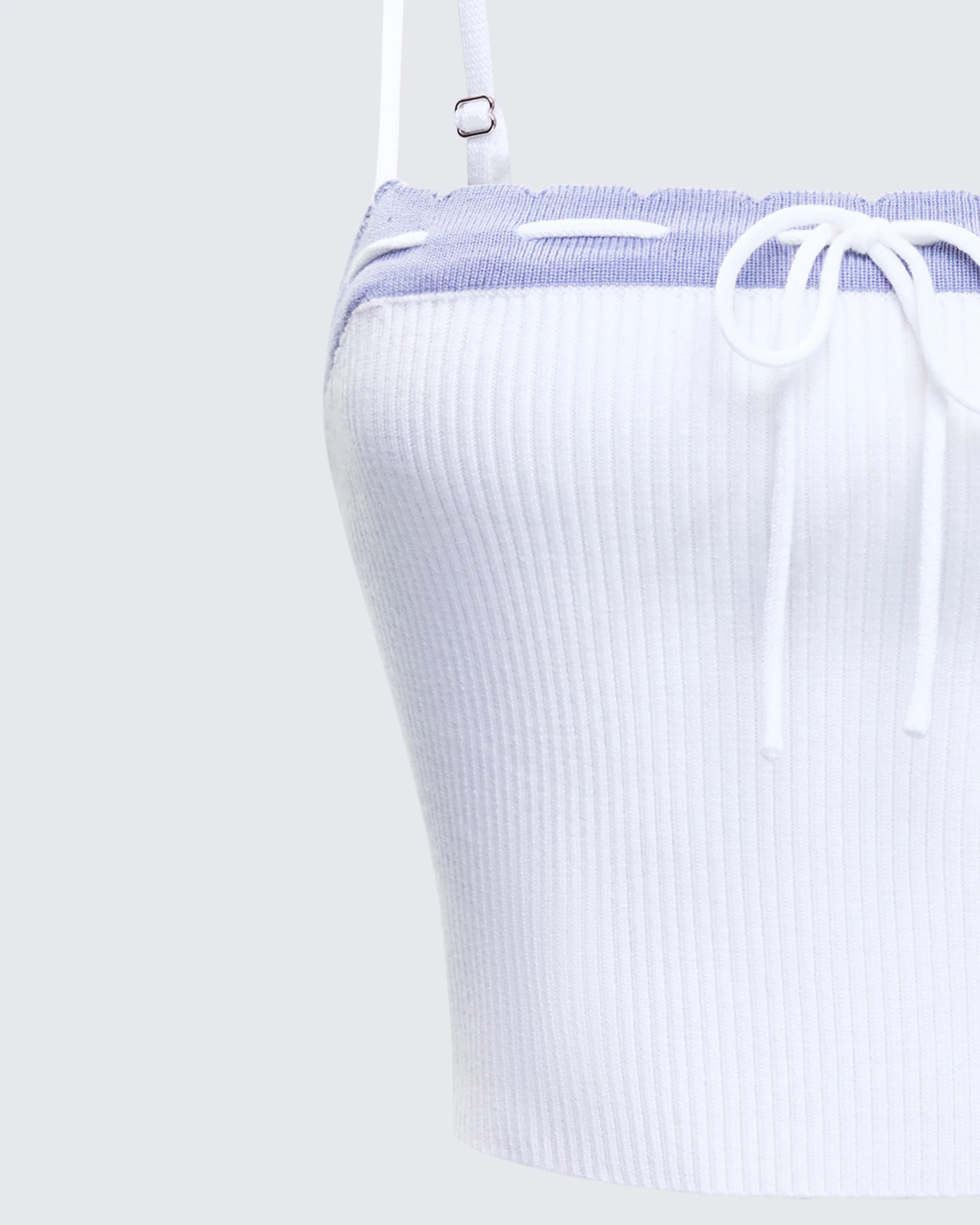 Lucien White Ribbon Path Knitted Top - Image 6