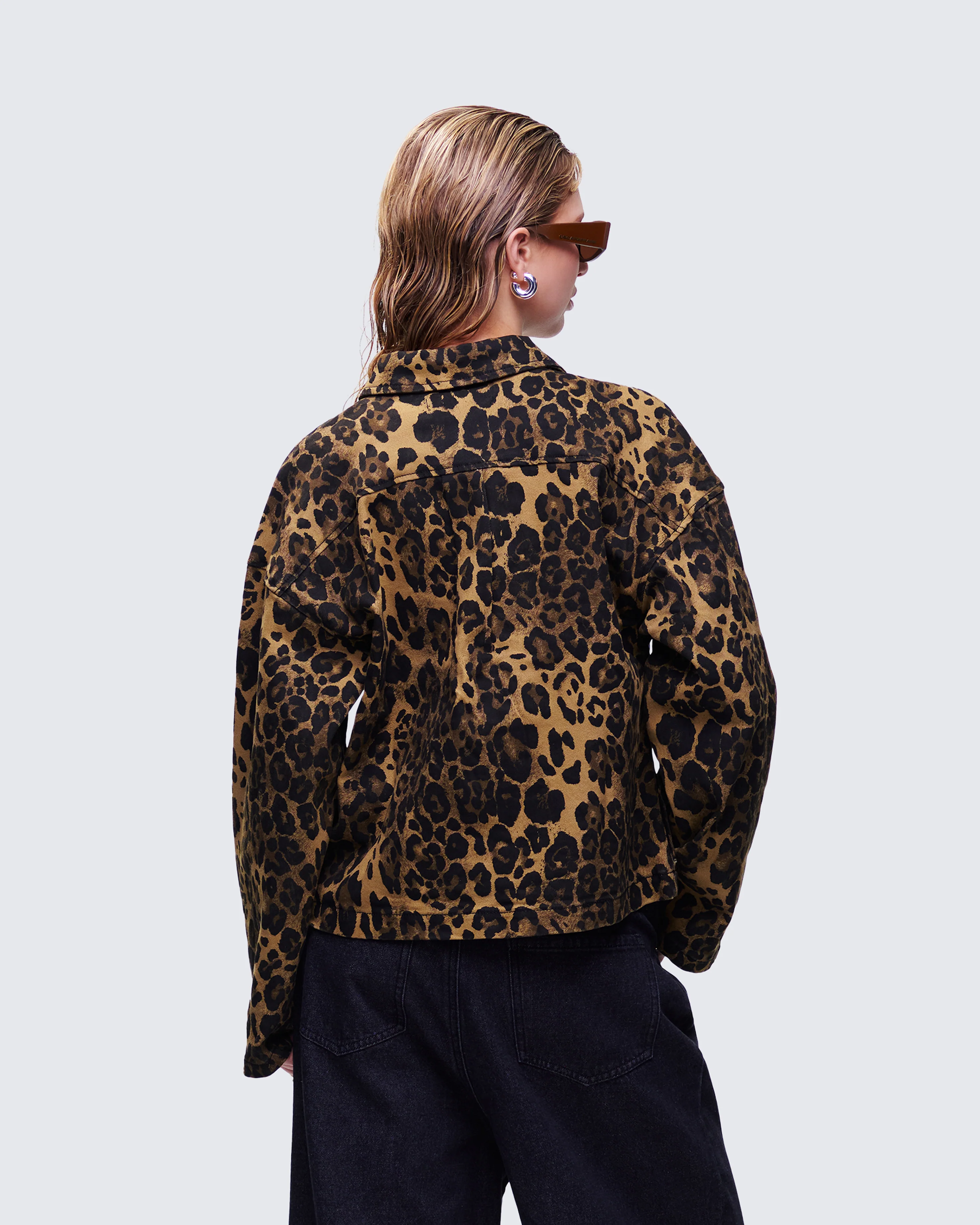Lucretia Leopard Bow Tied Twill Shirt Jacket - Image 4