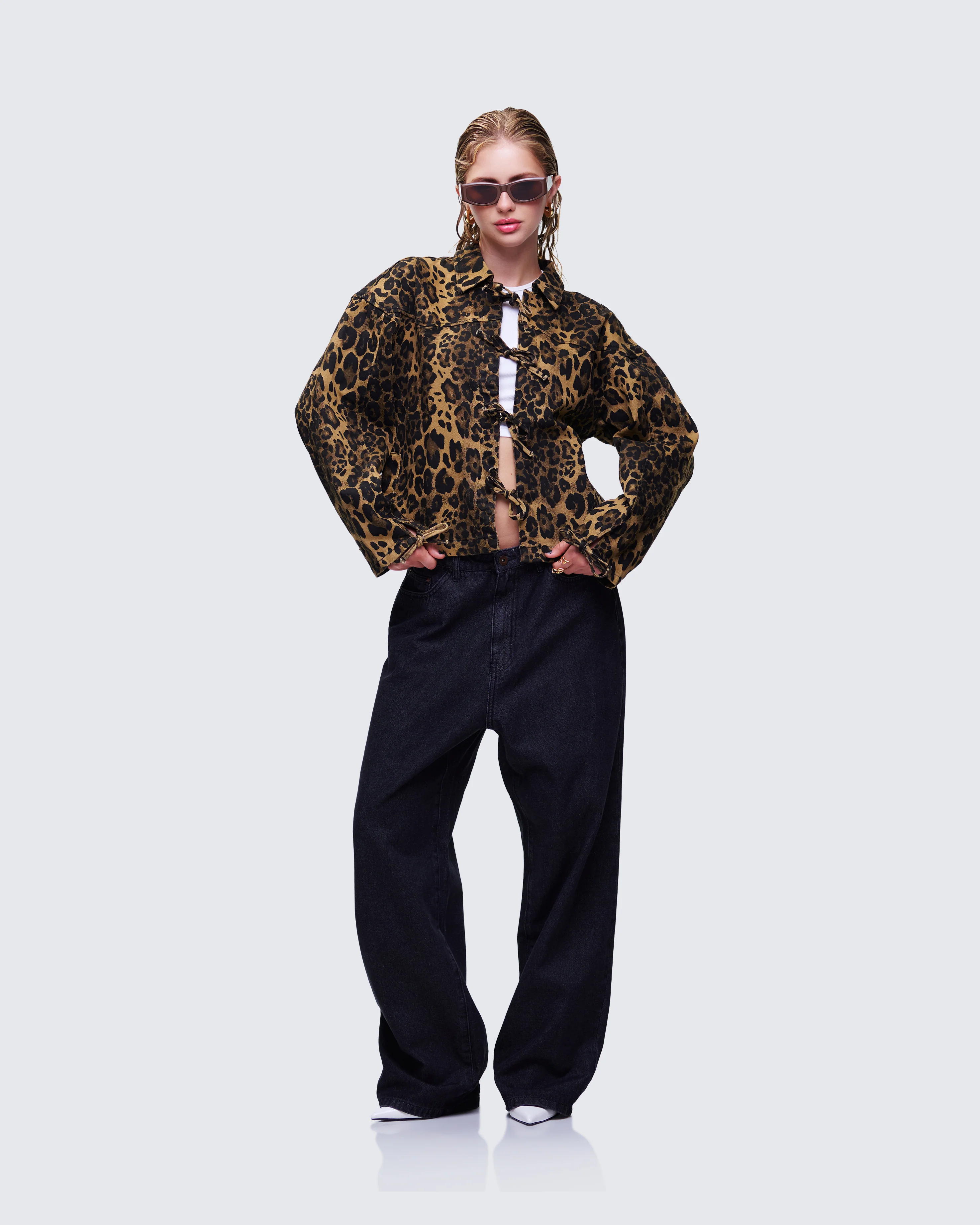 Lucretia Leopard Bow Tied Twill Shirt Jacket - Image 5