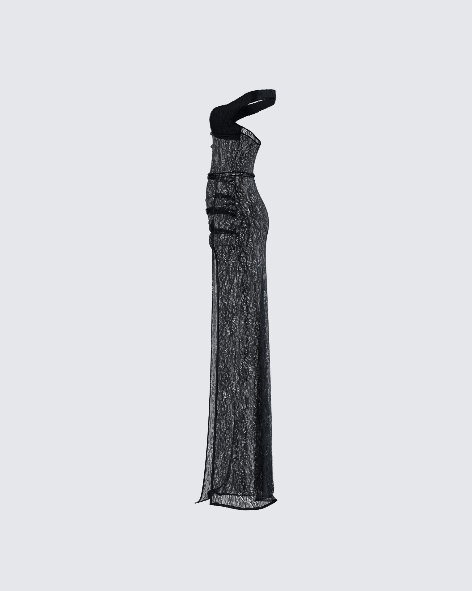 Ludovica Black Lace Bardot Maxi Dress - Image 2