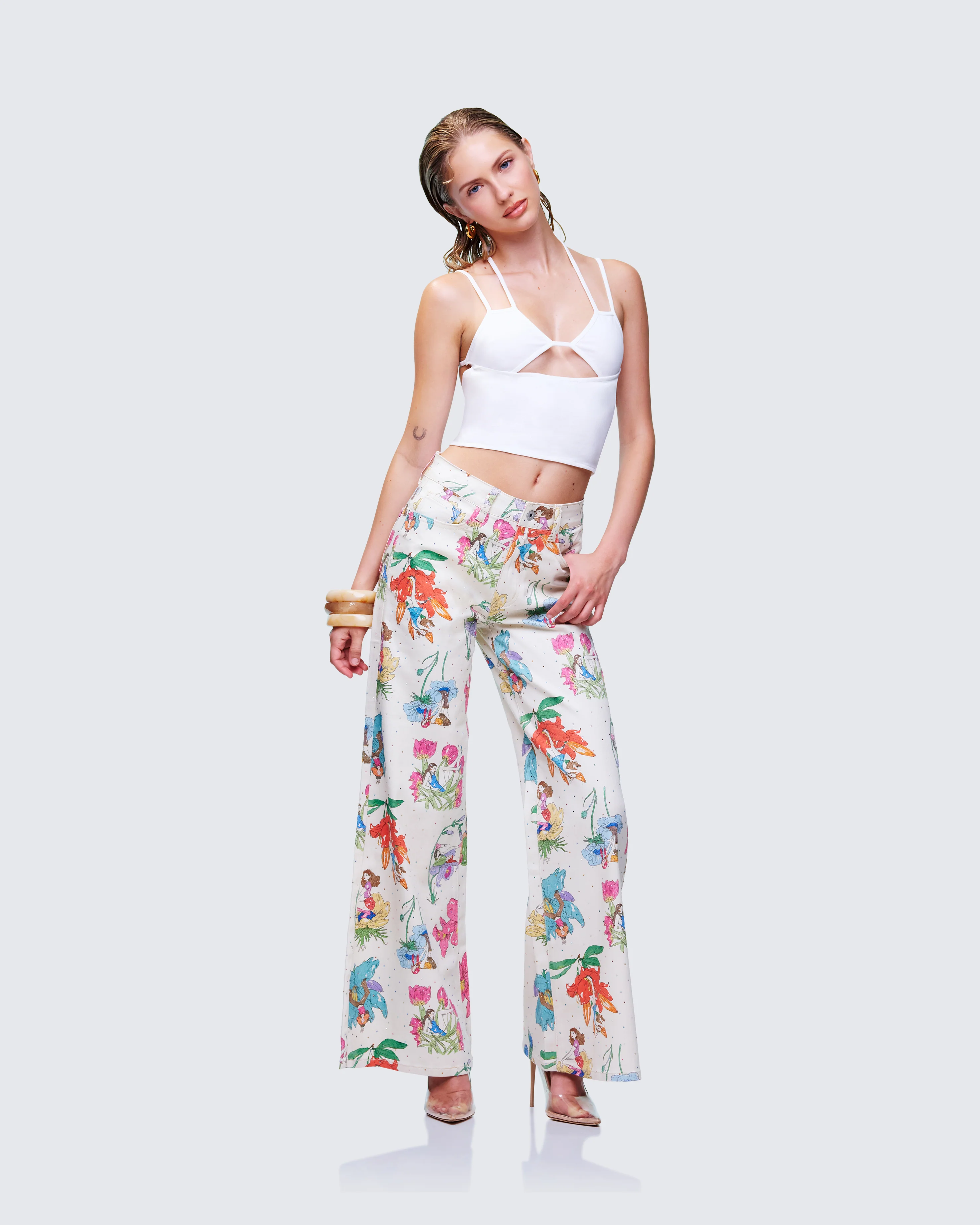 Lunara Ivory Embellished Twill Pant - Image 5