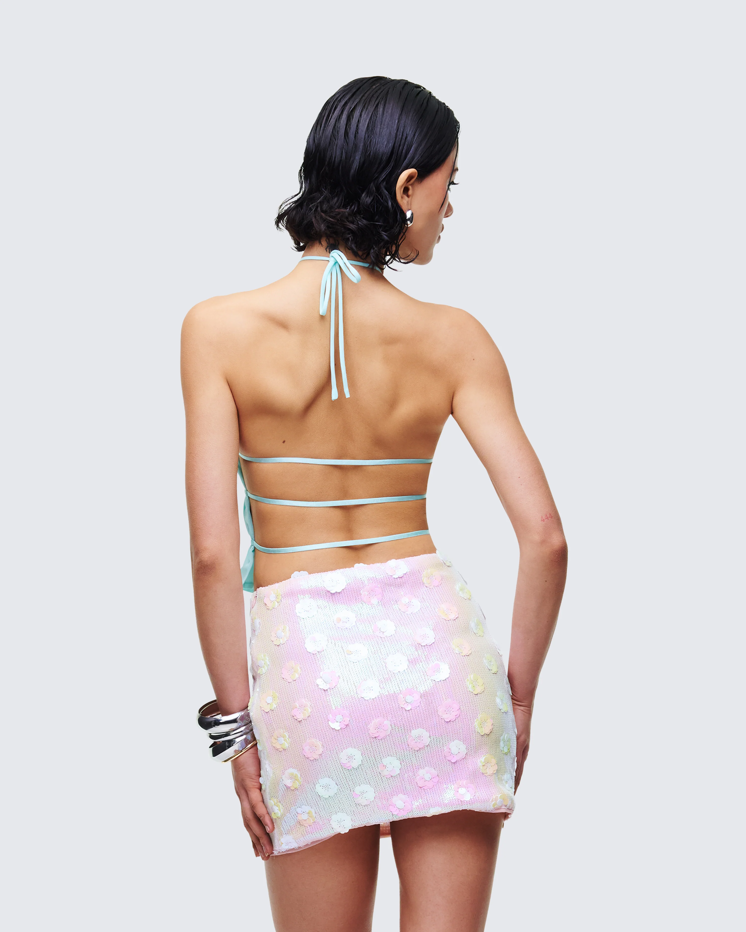 Luneth Blue Backless Halter Neck Top - Image 4