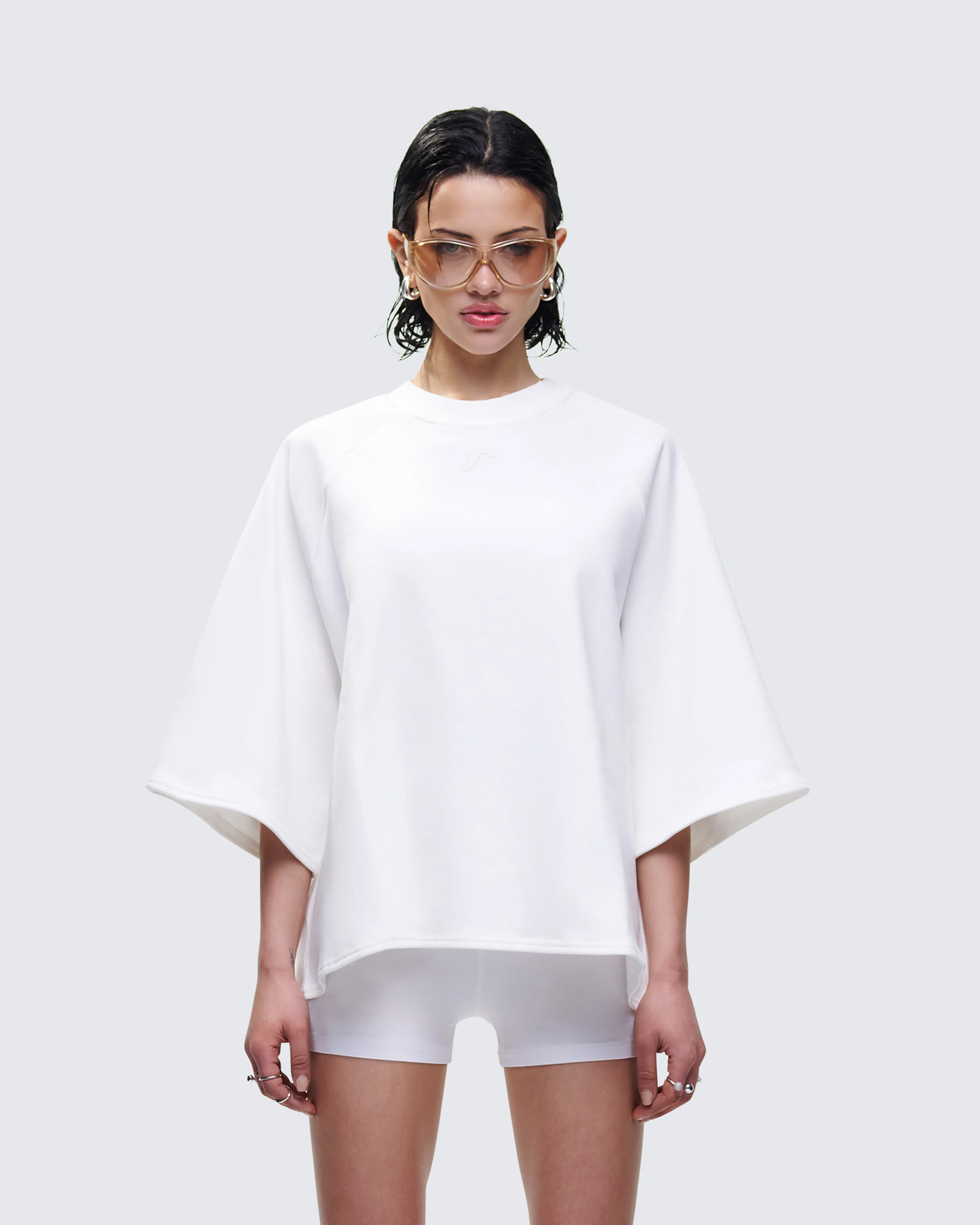 Mabelle White Oversized Raglan Top - Image 2