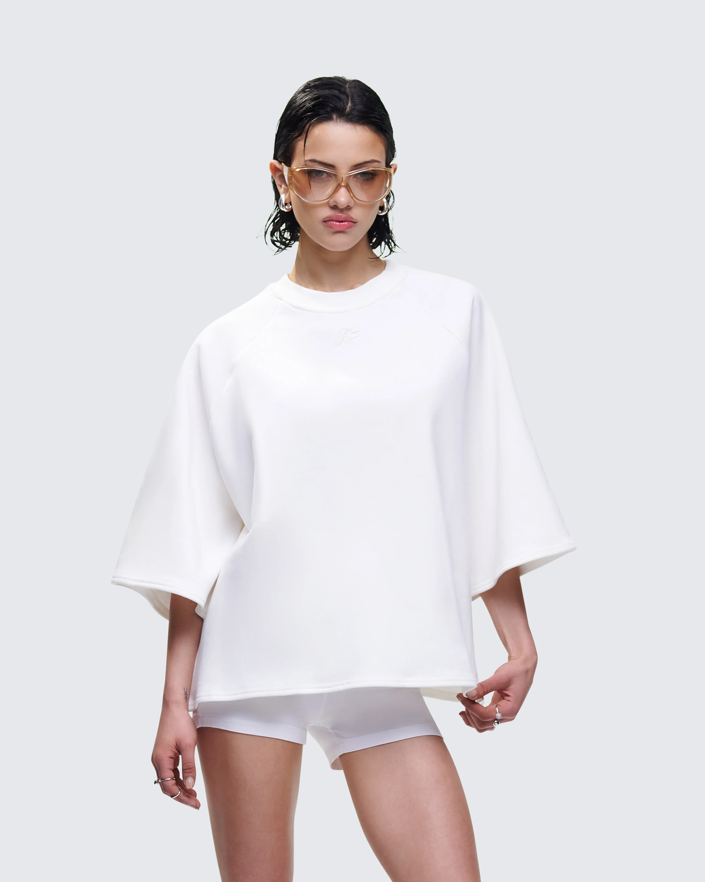 Mabelle White Oversized Raglan Top - Image 3