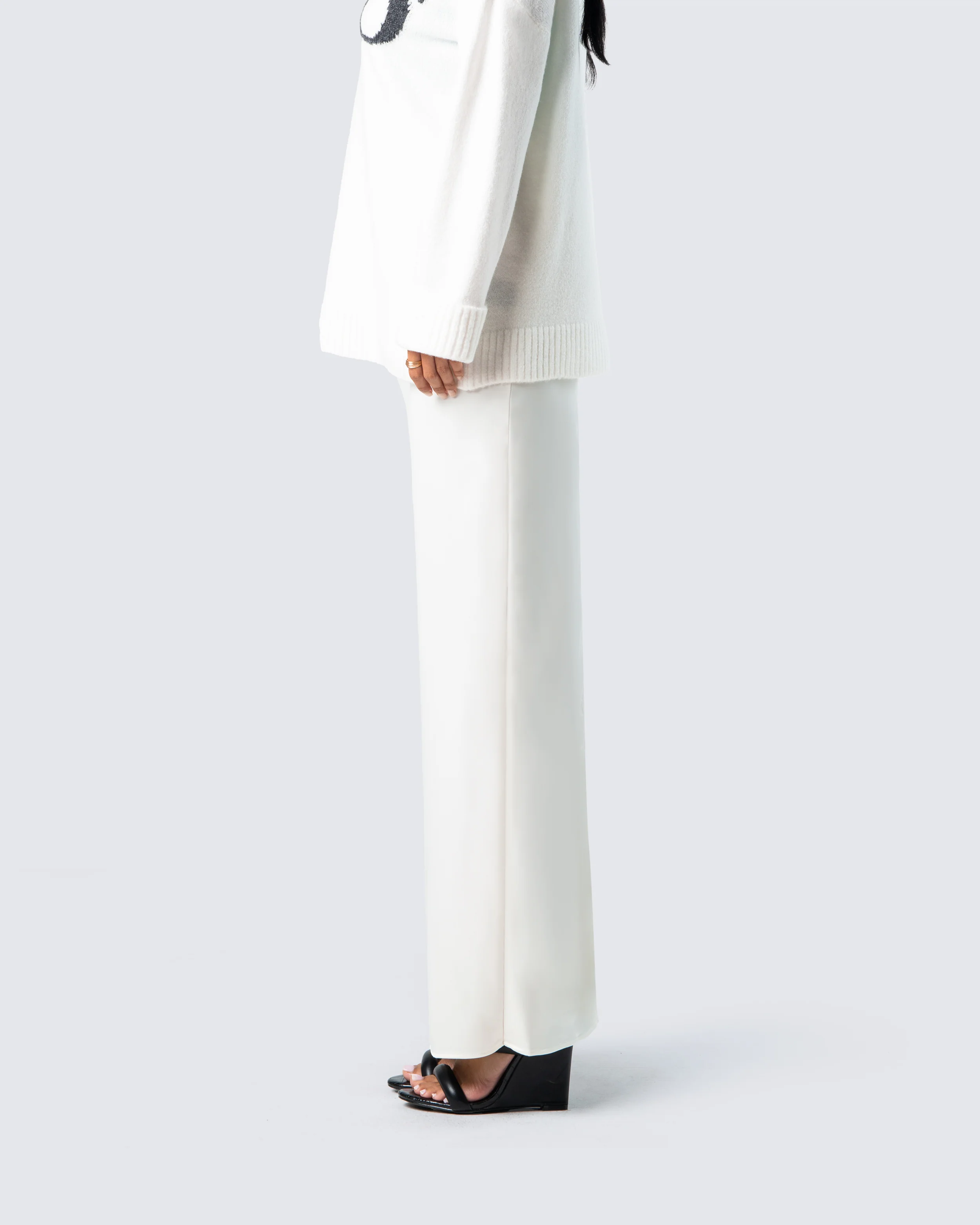 Mackenna Ivory Satin Maxi Skirt - Image 5
