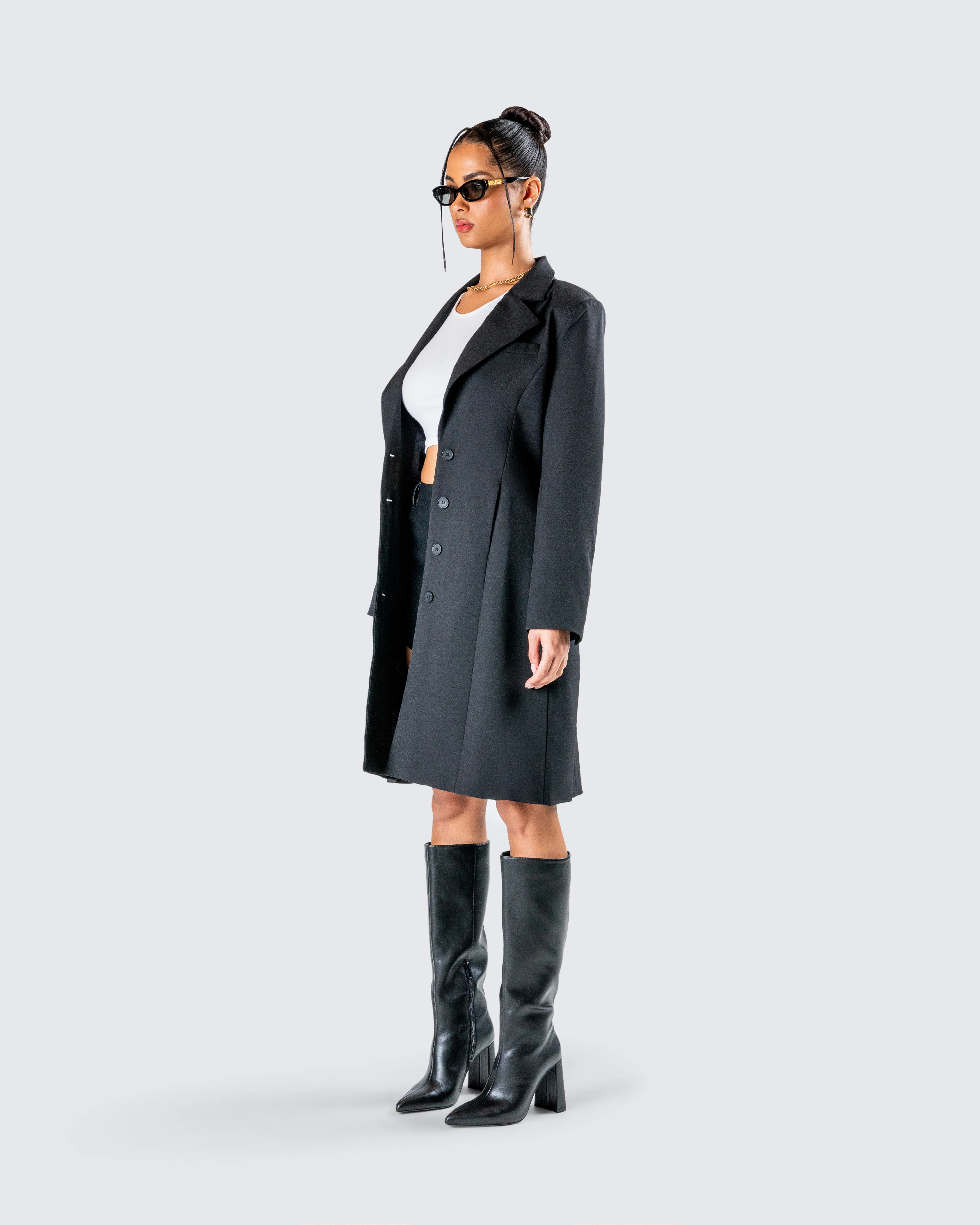 Mackenzie Black Longline Coat - Image 5
