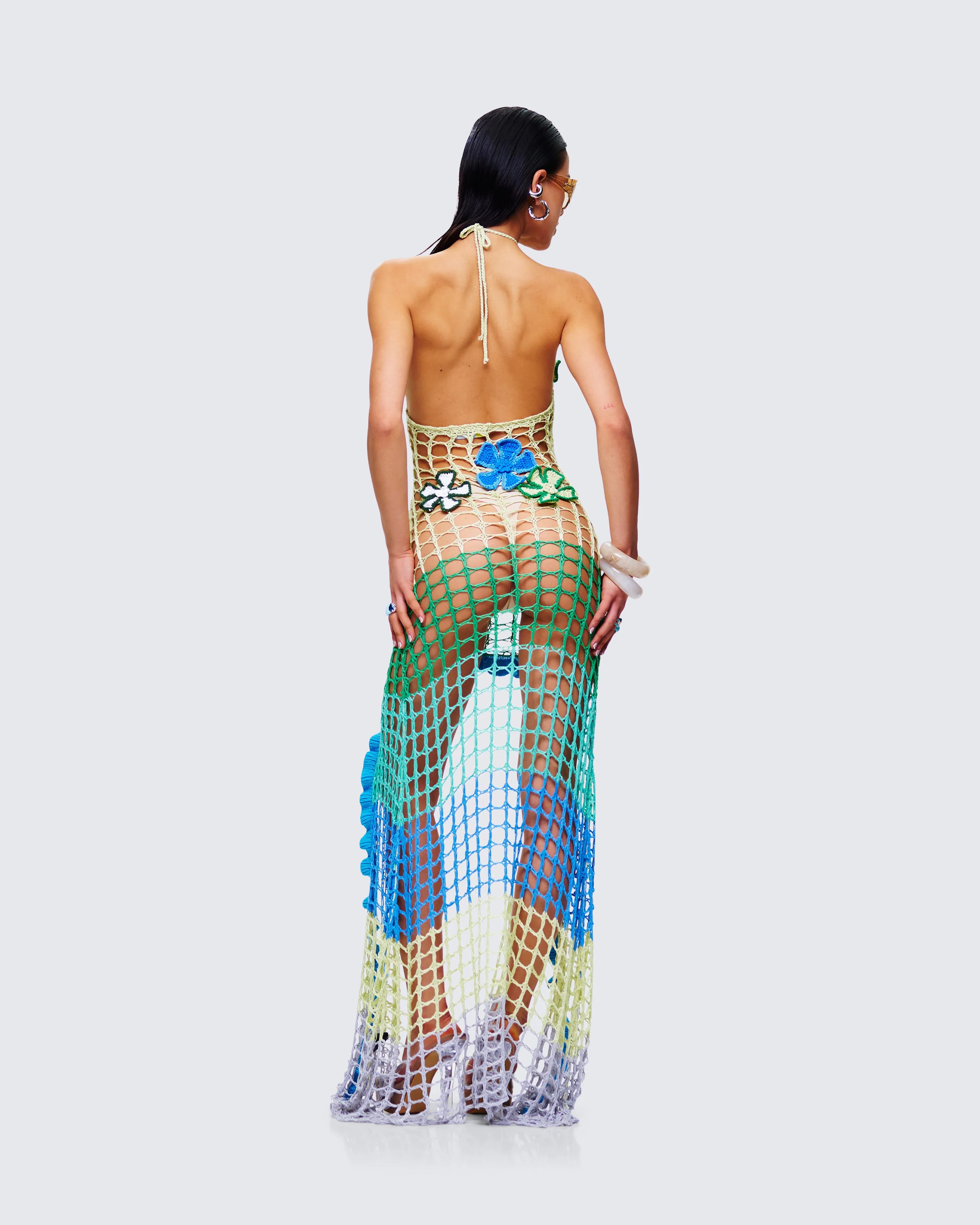 Mael Multi Crochet Floral Applique Dress - Image 7