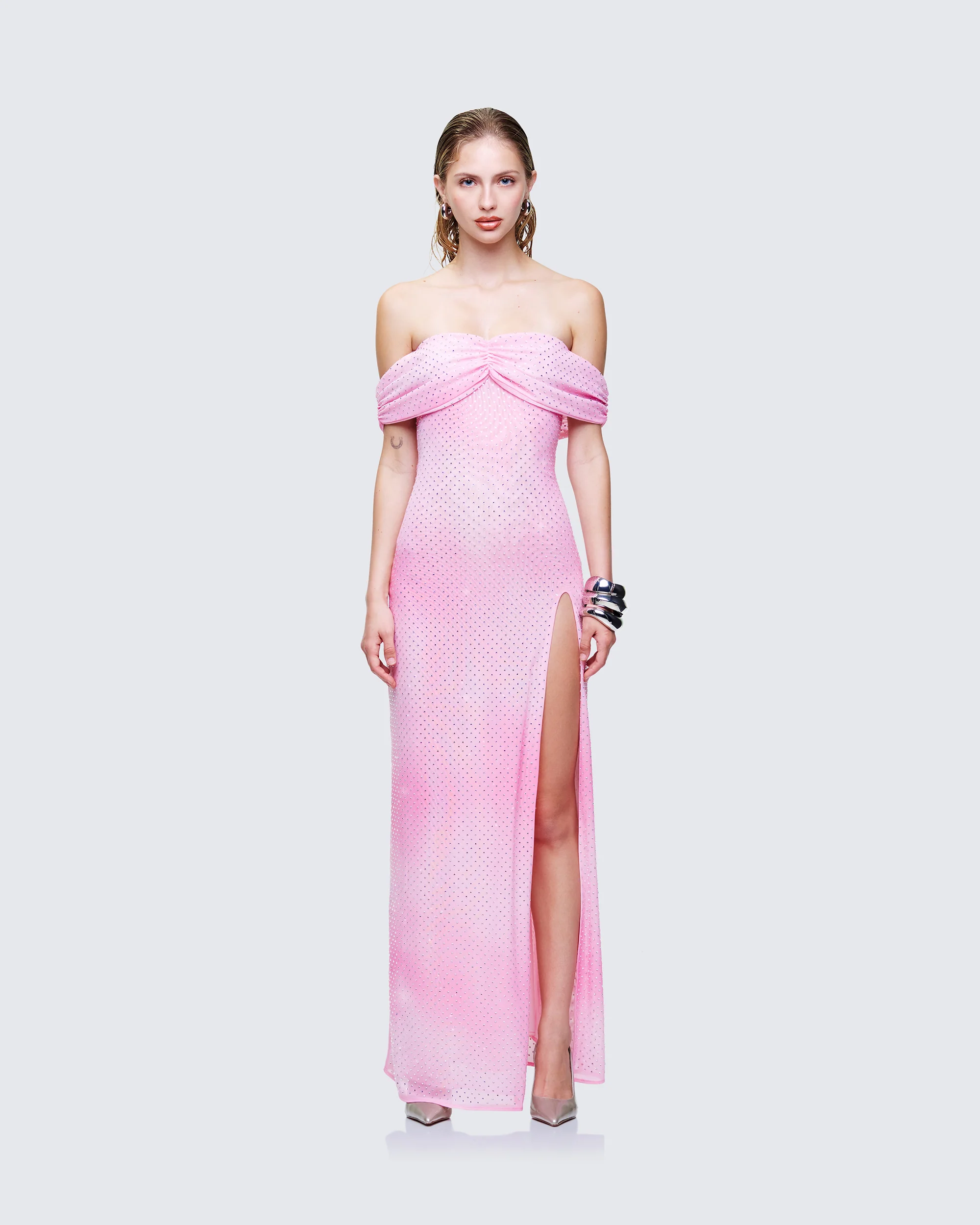 Maela Pink Diamanté Maxi Dress - Image 2
