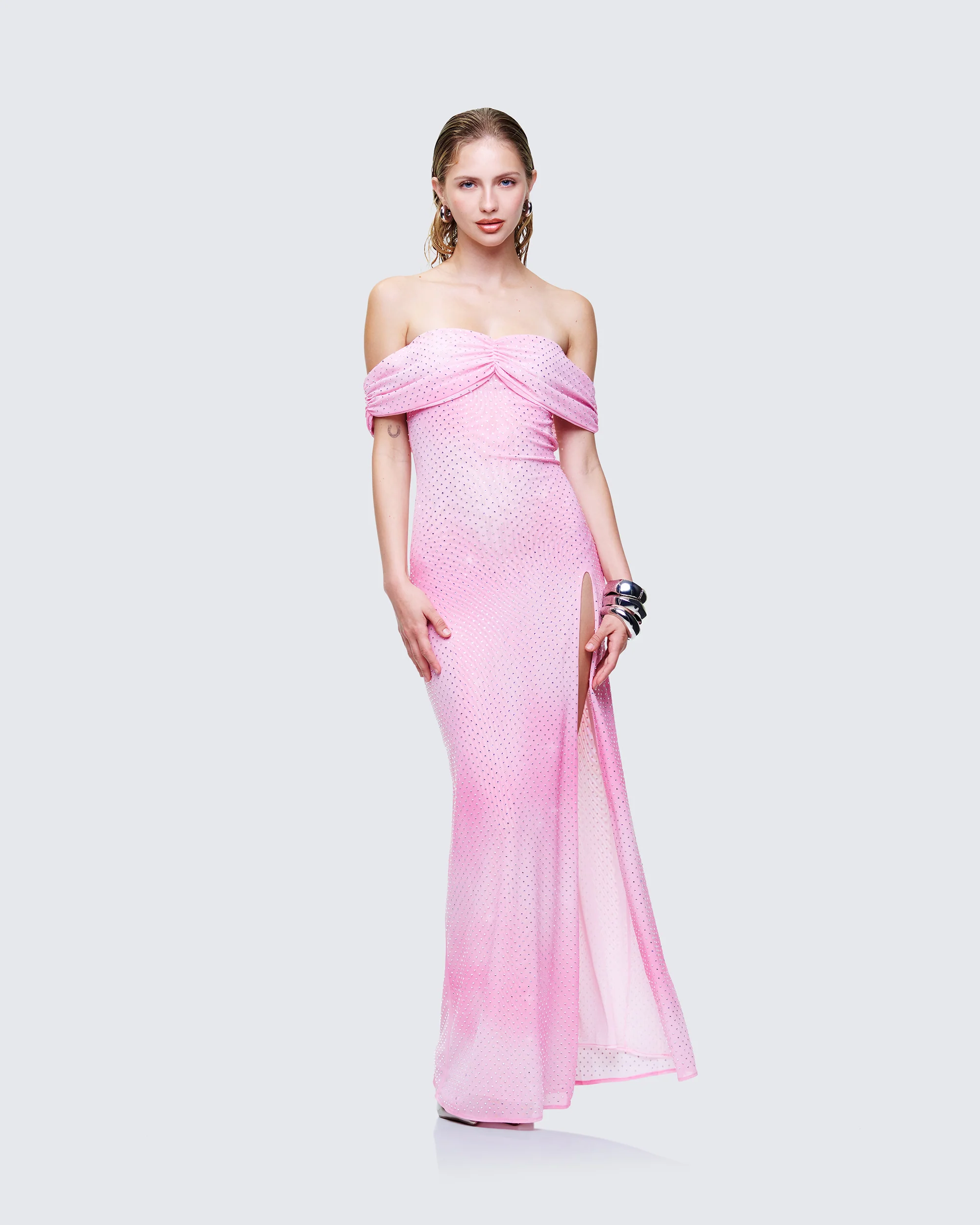 Maela Pink Diamanté Maxi Dress - Image 3