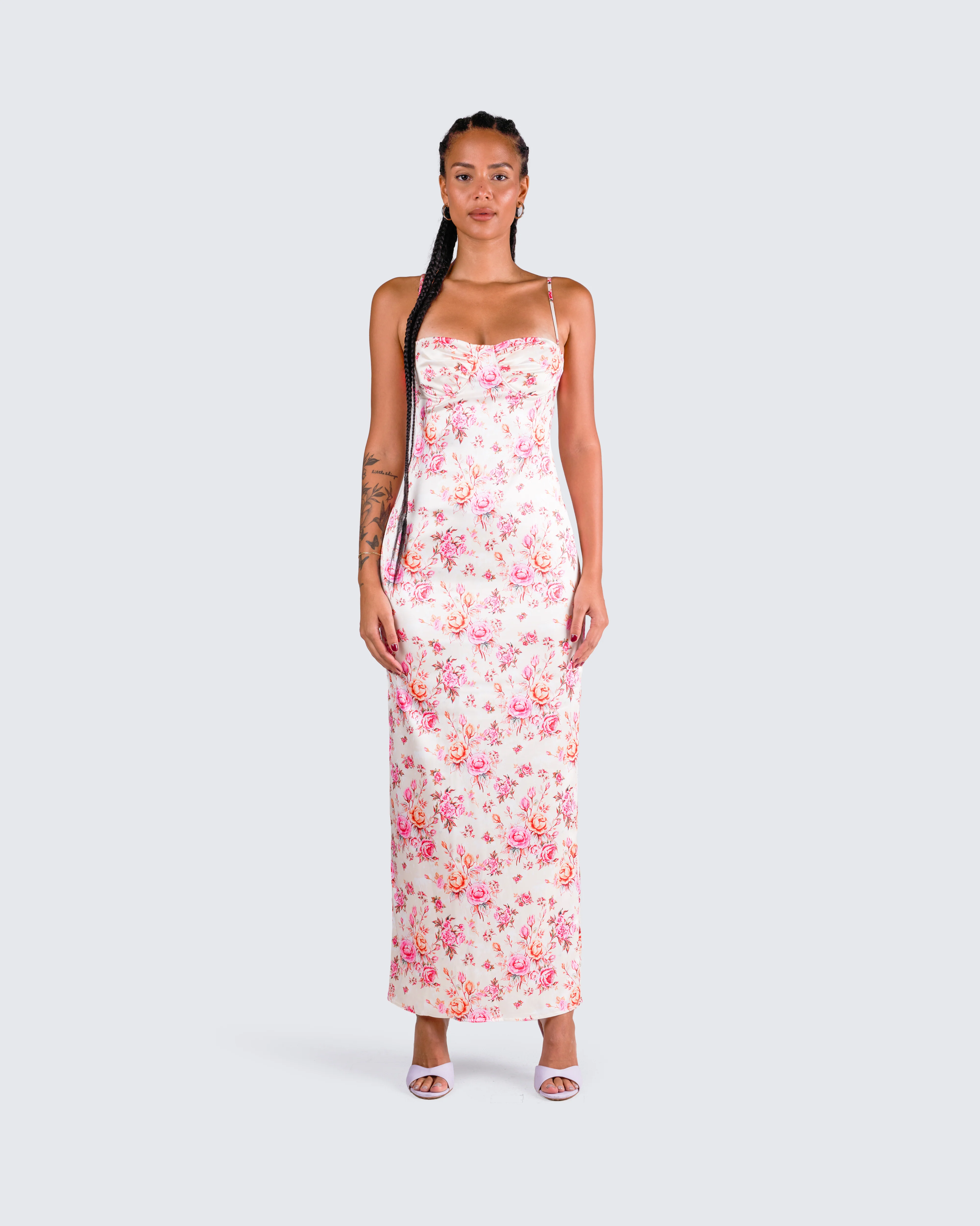 Maelle Ivory Flower Print Dress - Image 4