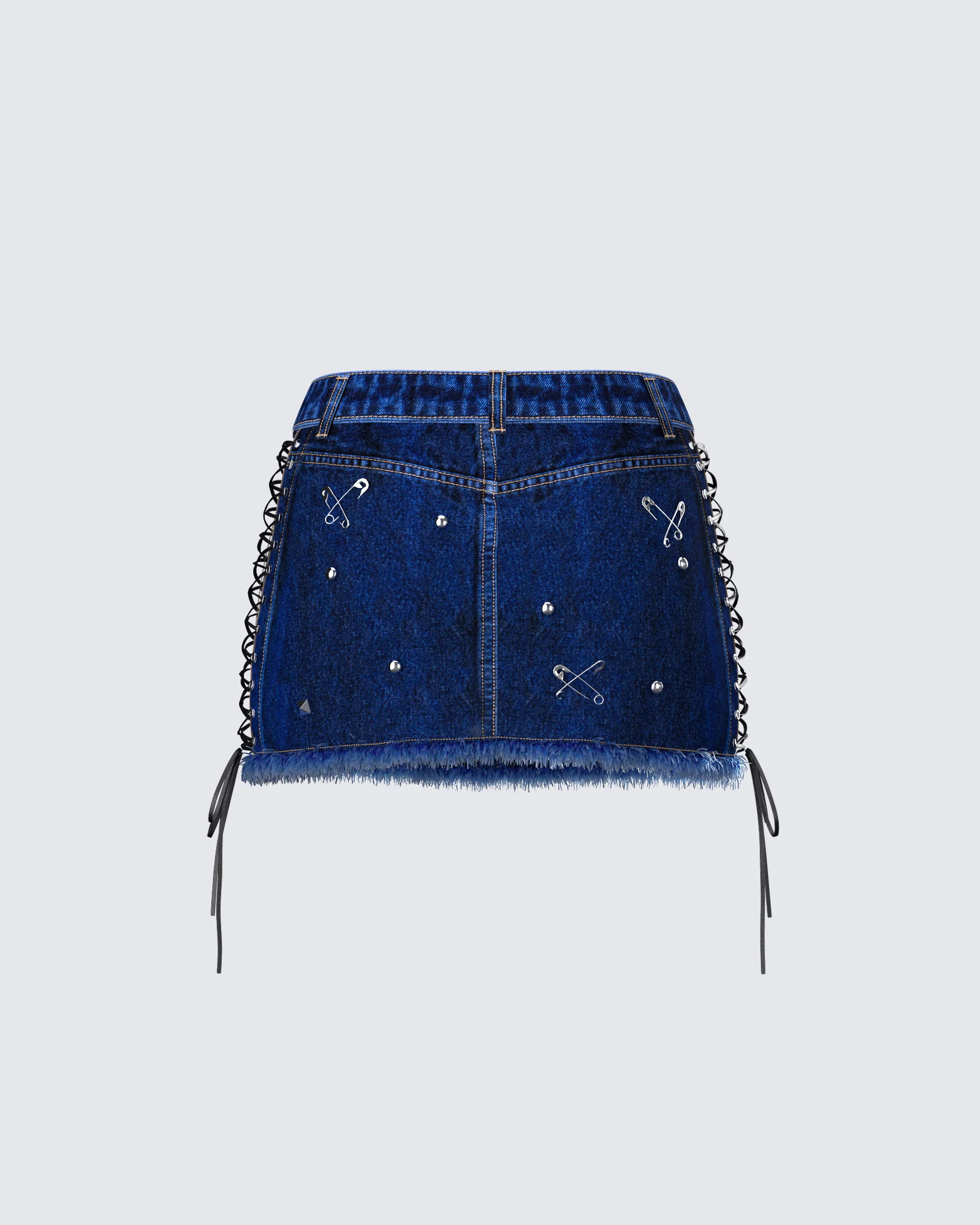 Maja Blue Denim Lace Up Micro Mini Skirt - Image 3